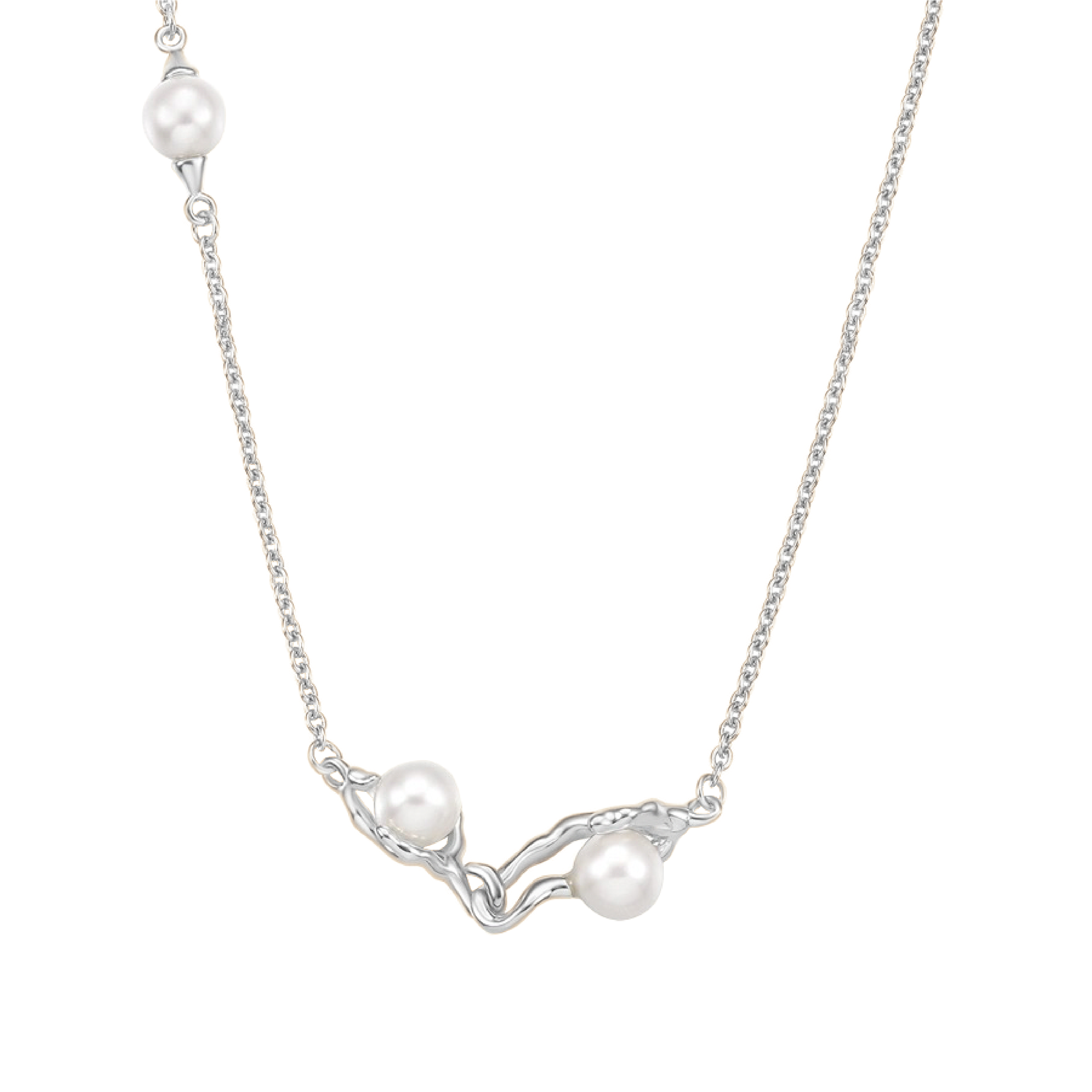 Mae Branch Pearl Necklace - Silver