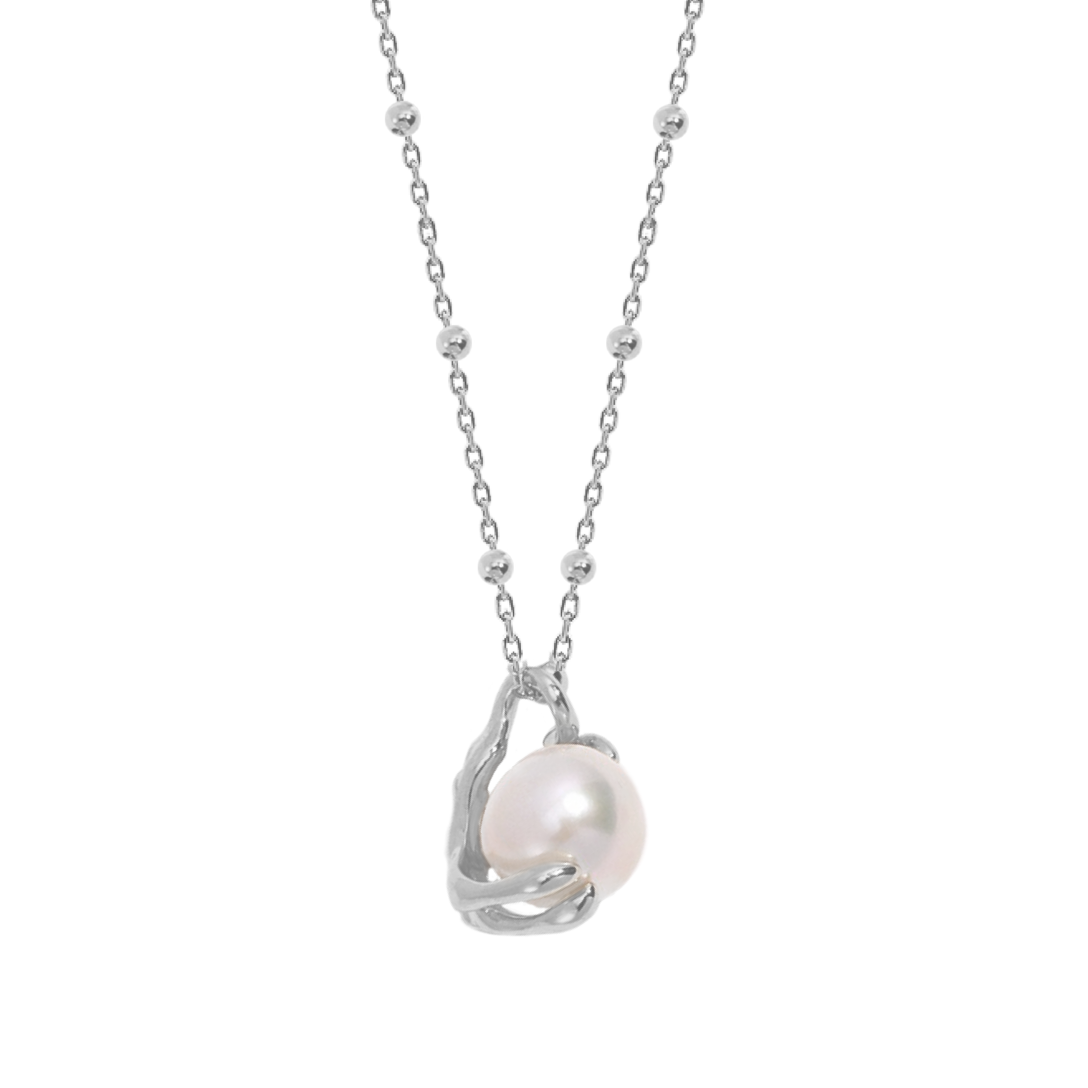 Ion Baroque Pearl Necklace - Silver