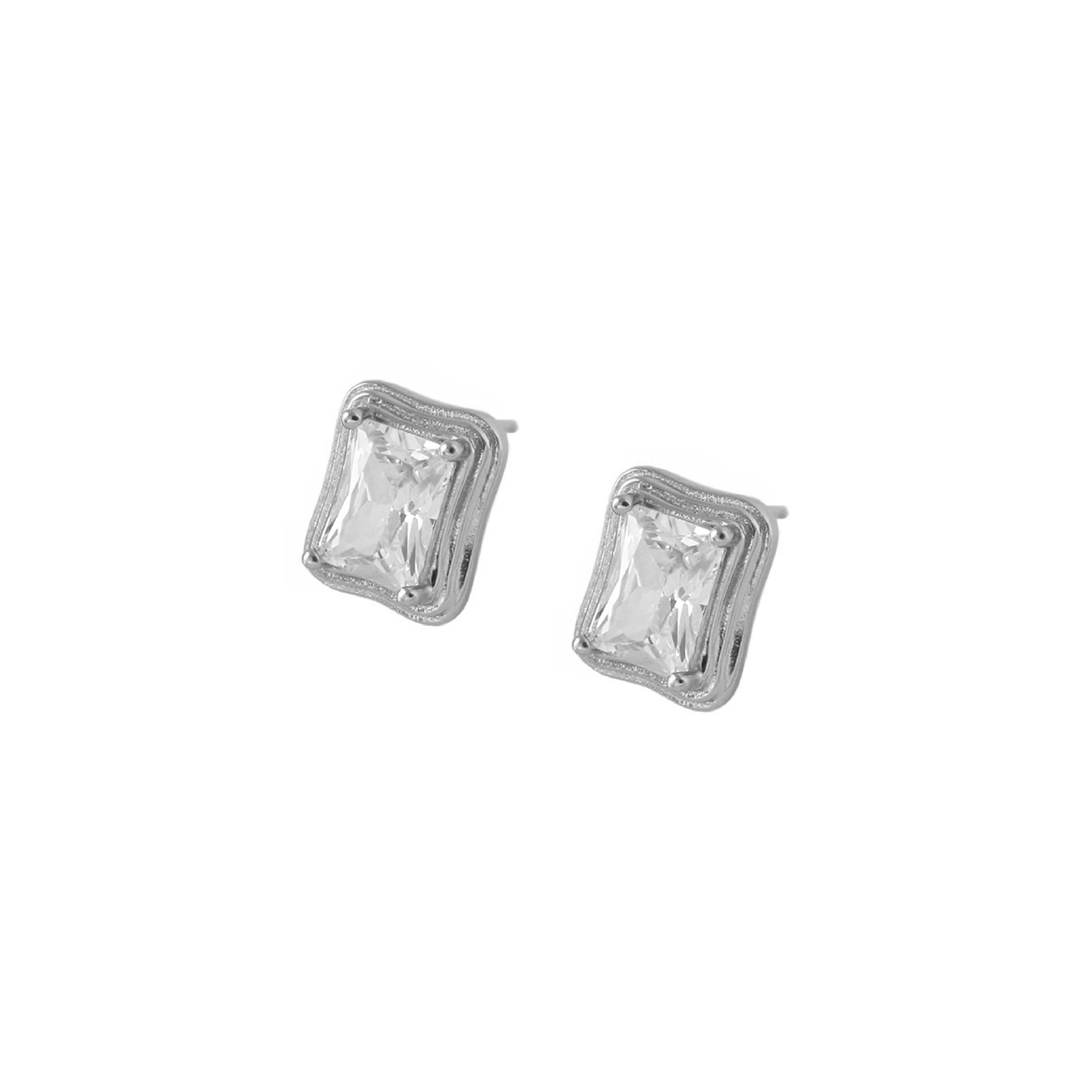 Stella Emerald Cubic Earrings - Silver