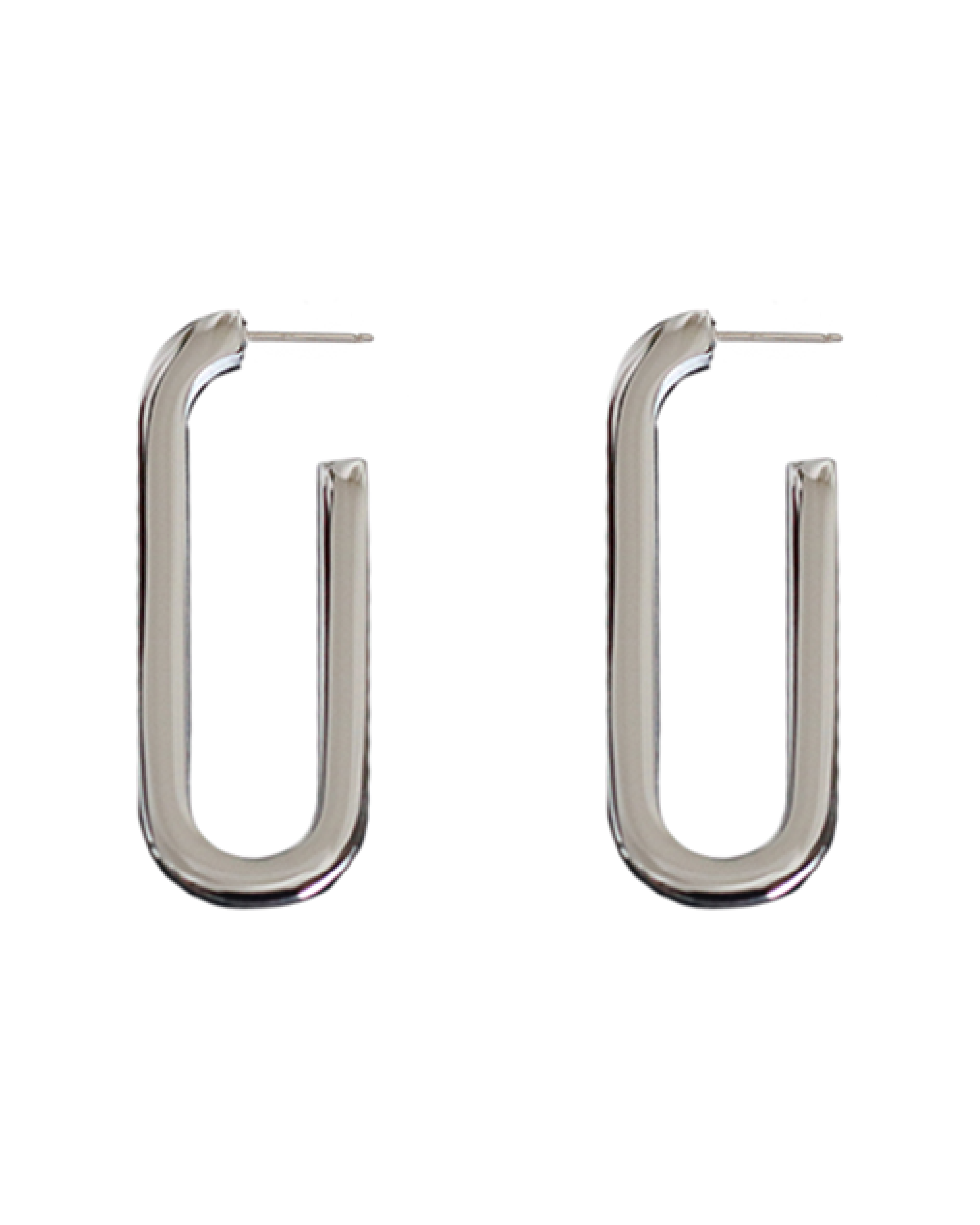 Andrea Obround Hoop Earrings - Silver