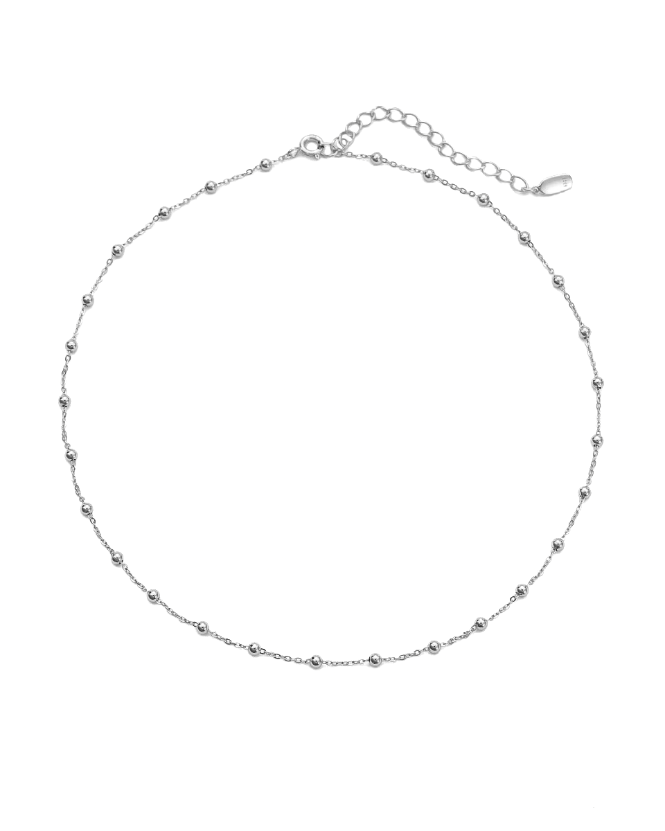 Spacer Beaded Necklace - Silver