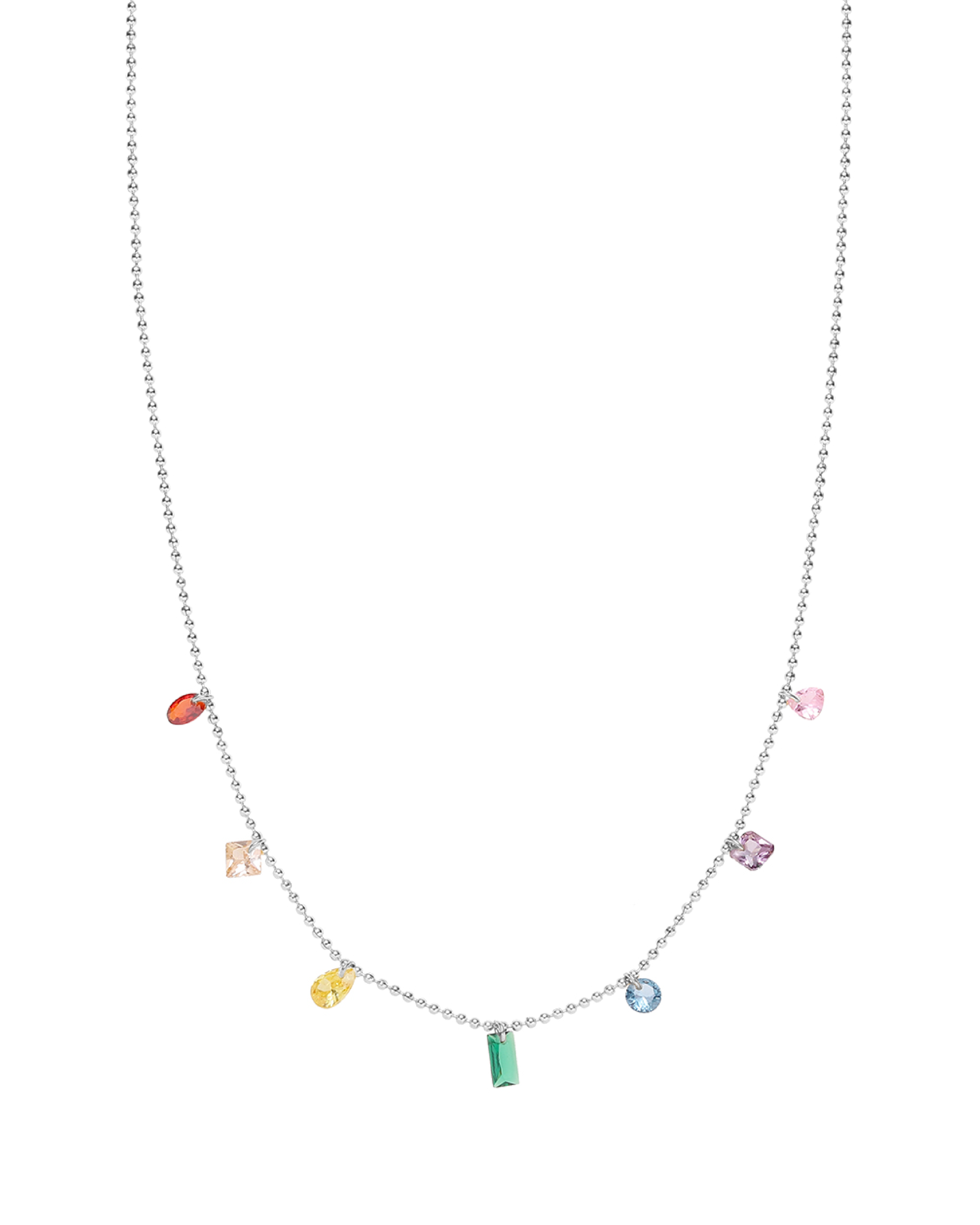 Itza Rainbow Zirconia Necklace - Silver