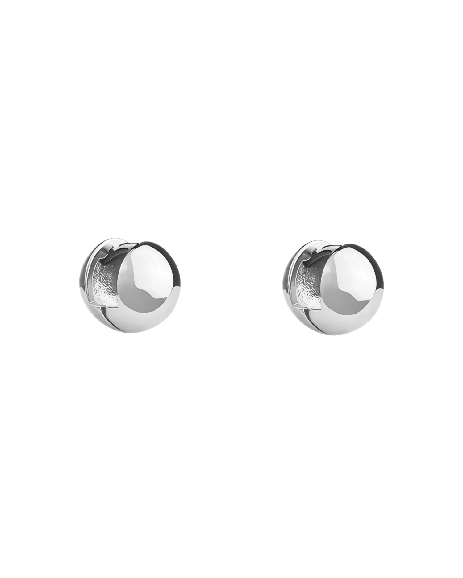 Eve Orb Huggie Earrings - Silver