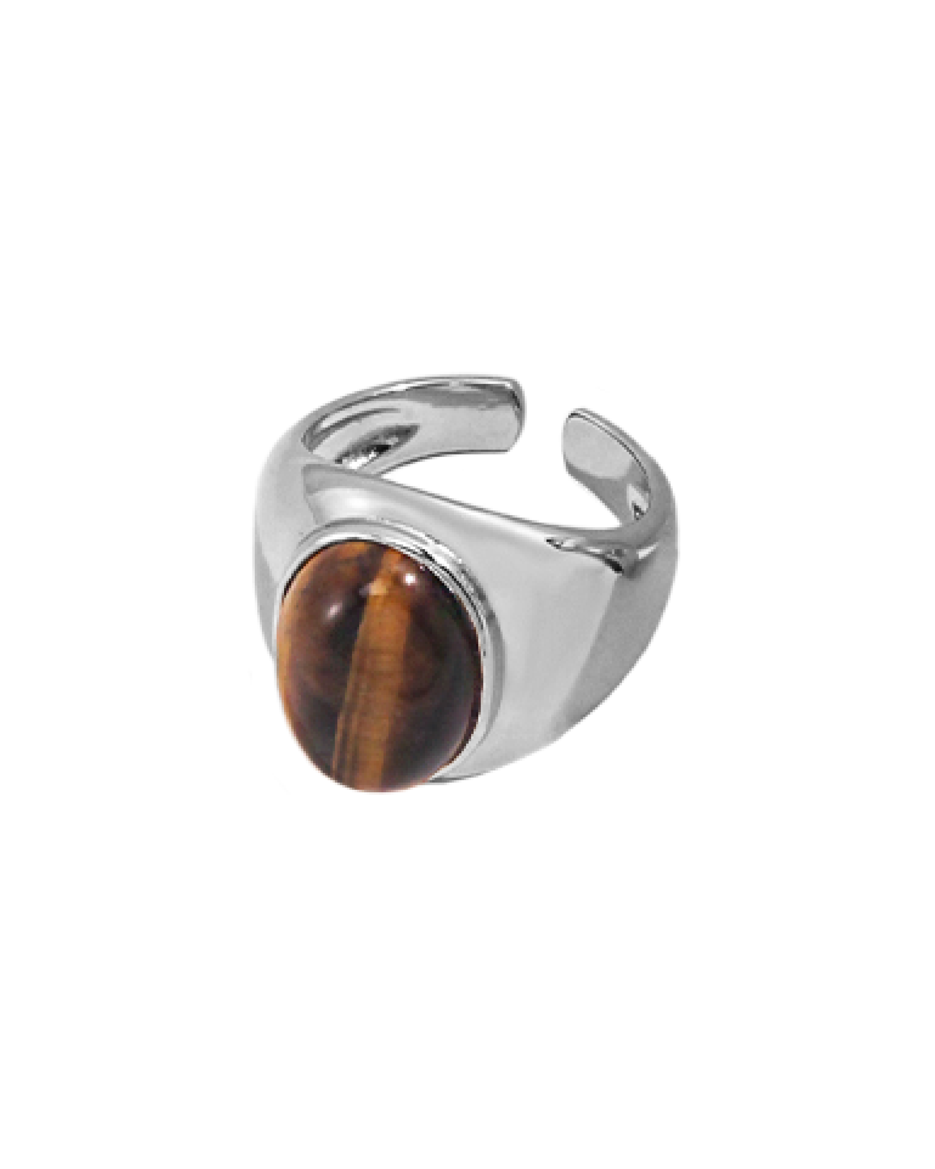 Taika Tiger-eye Signet Ring - Silver