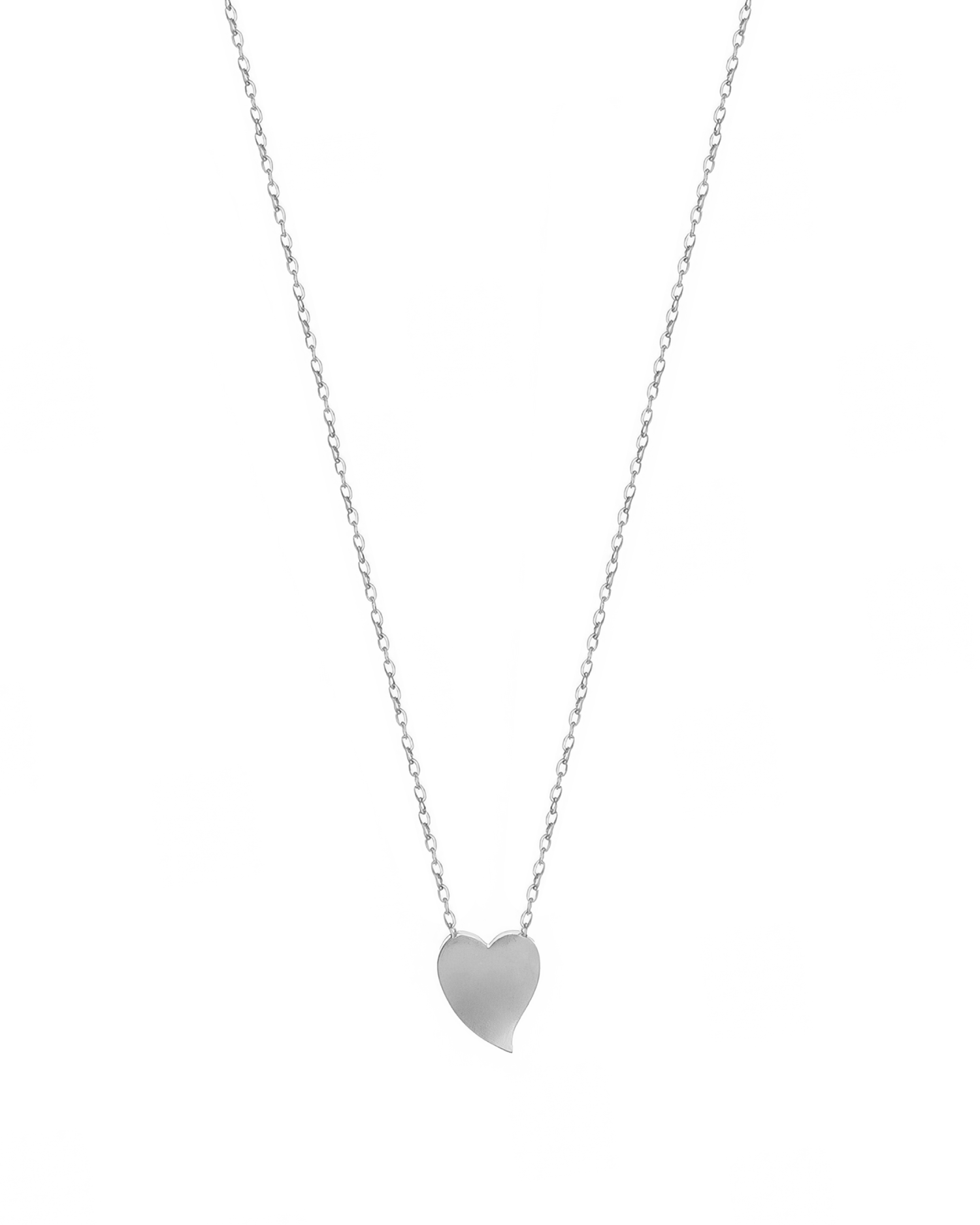 Mini Brushed Heart Necklace - Silver