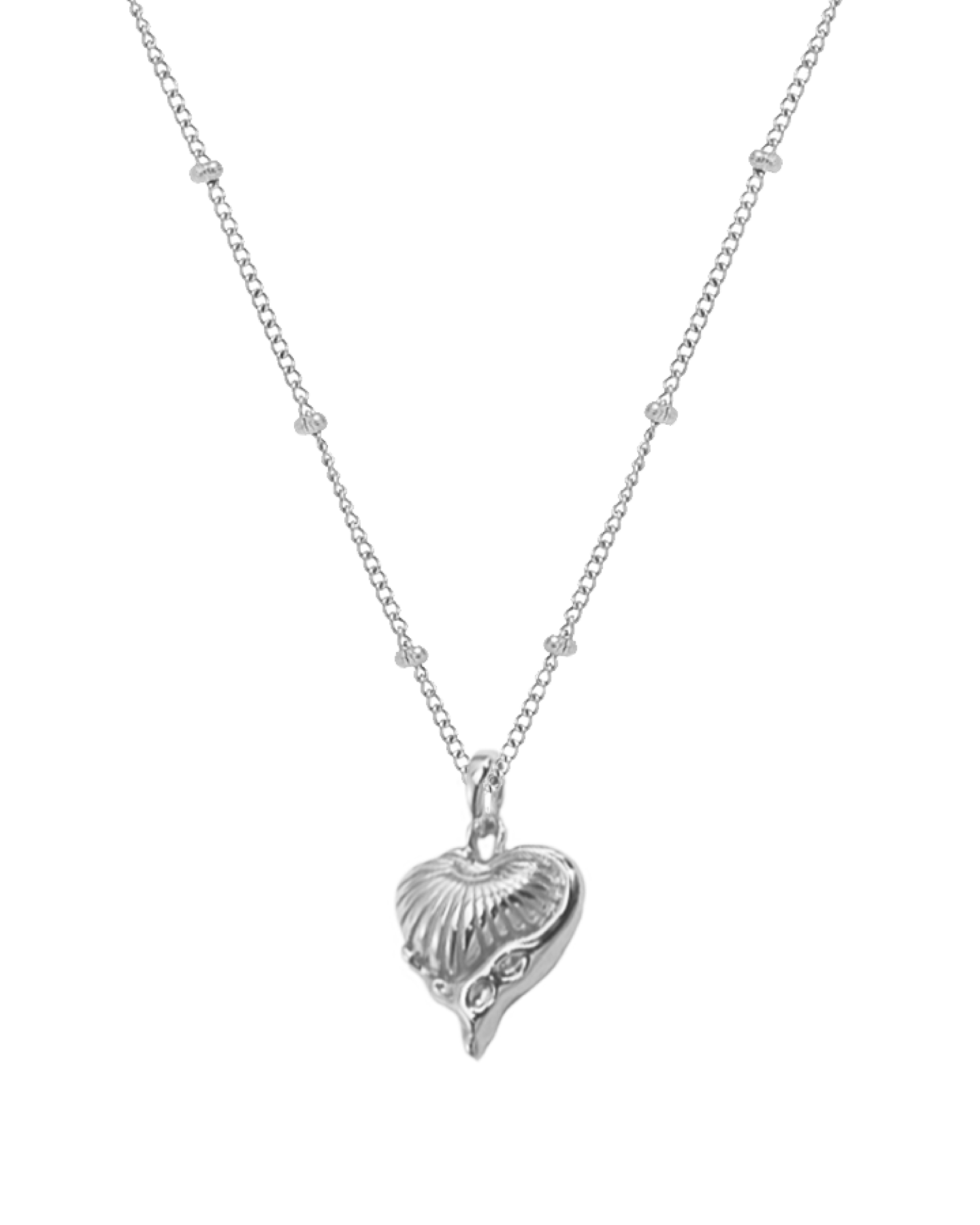 Haya Heart Charm Necklace - Silver