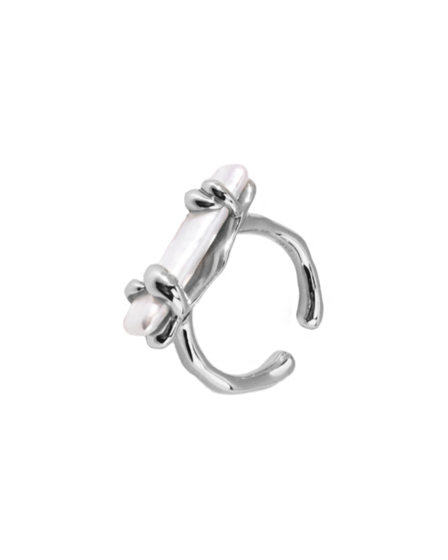 Jordanne Biwa Pearl Ring - Silver