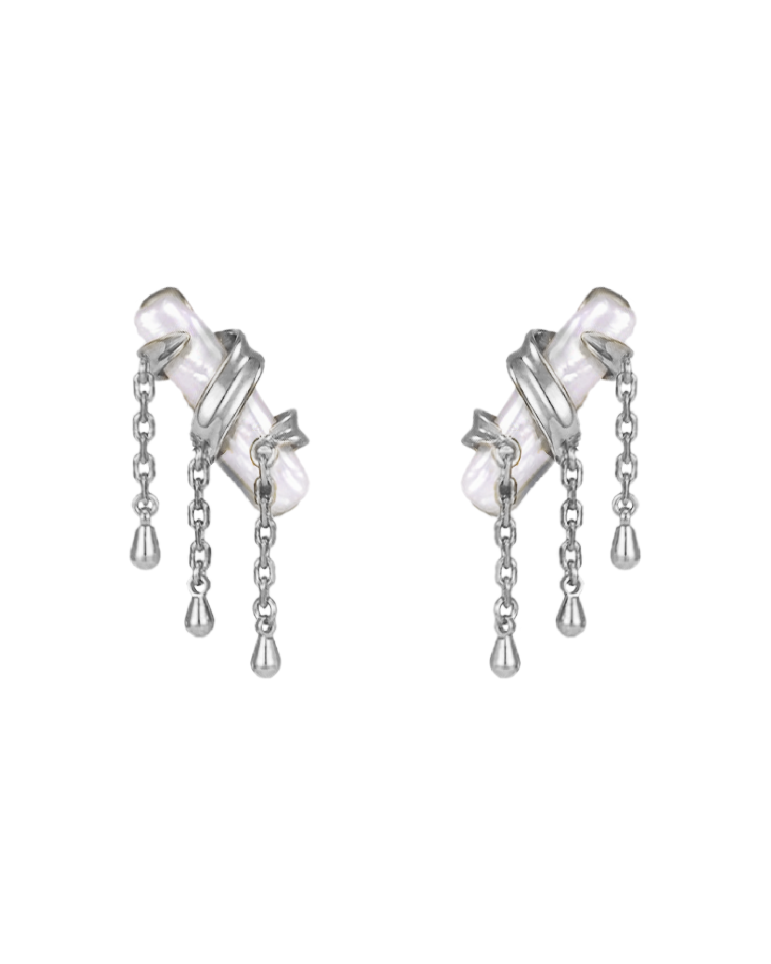 Jordanne Biwa Pearl Stud Earrings - Silver