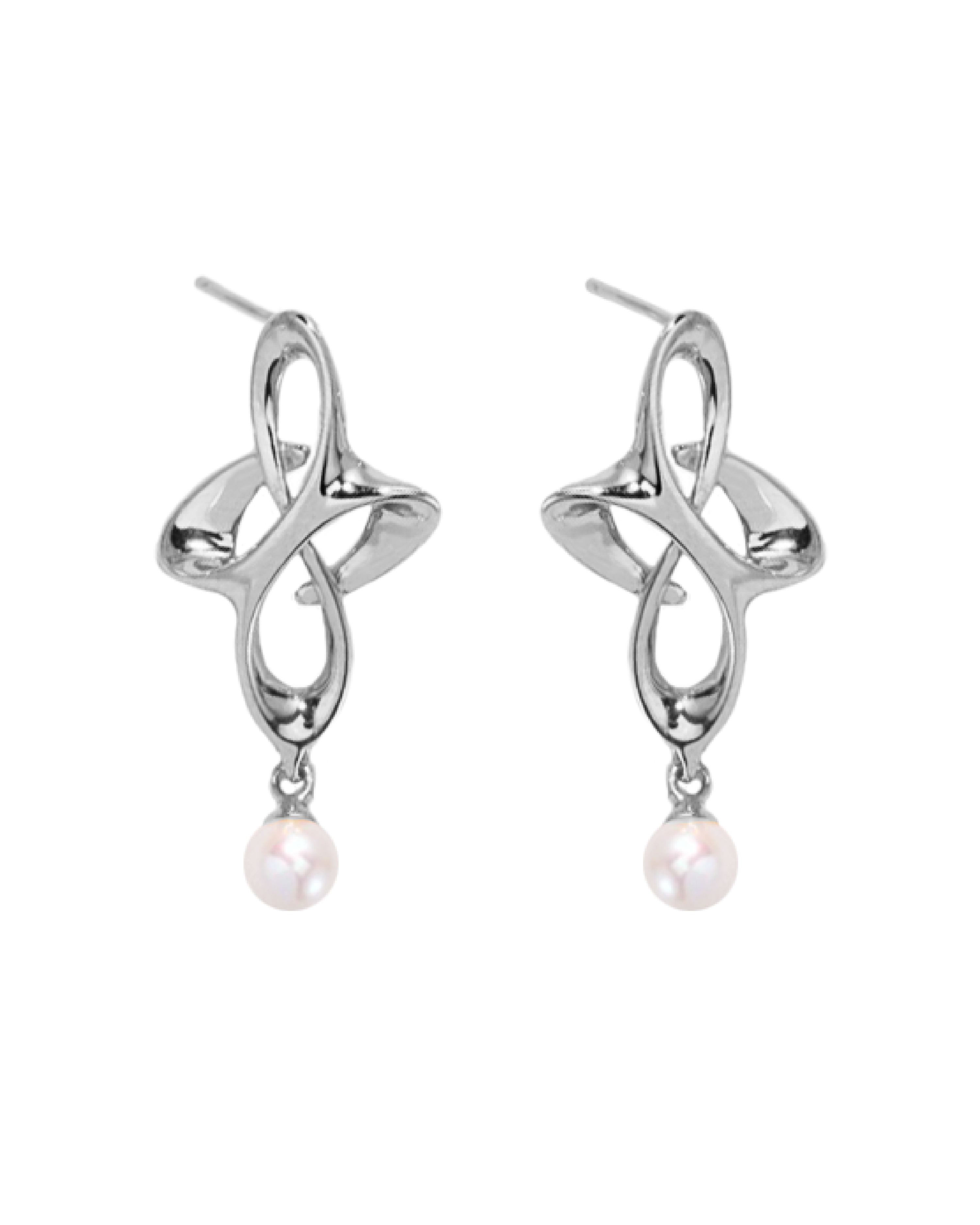 Unity Pearl Drop Earrings - Silver