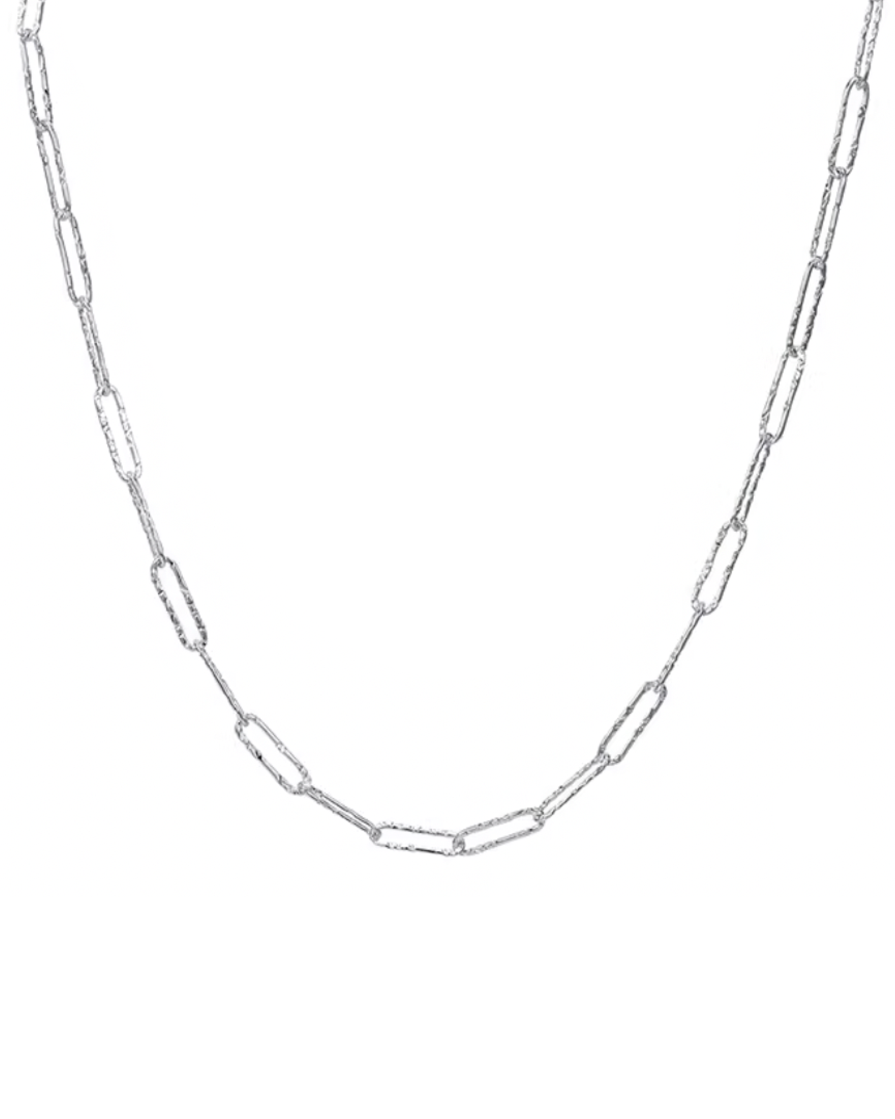 Havyn Hammered Paperclip Chain Necklace - Silver