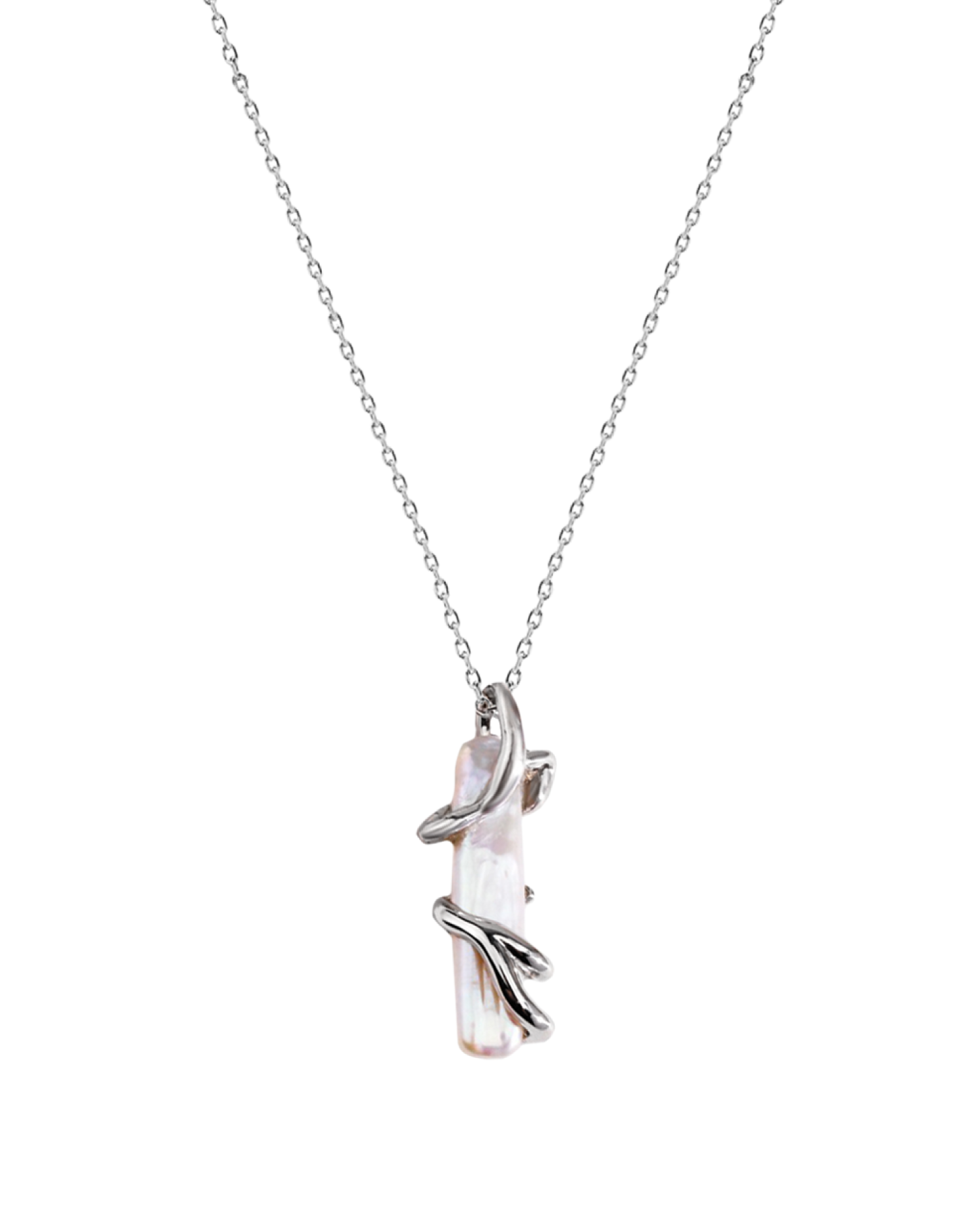 Jordanne Biwa Pearl Necklace - Silver