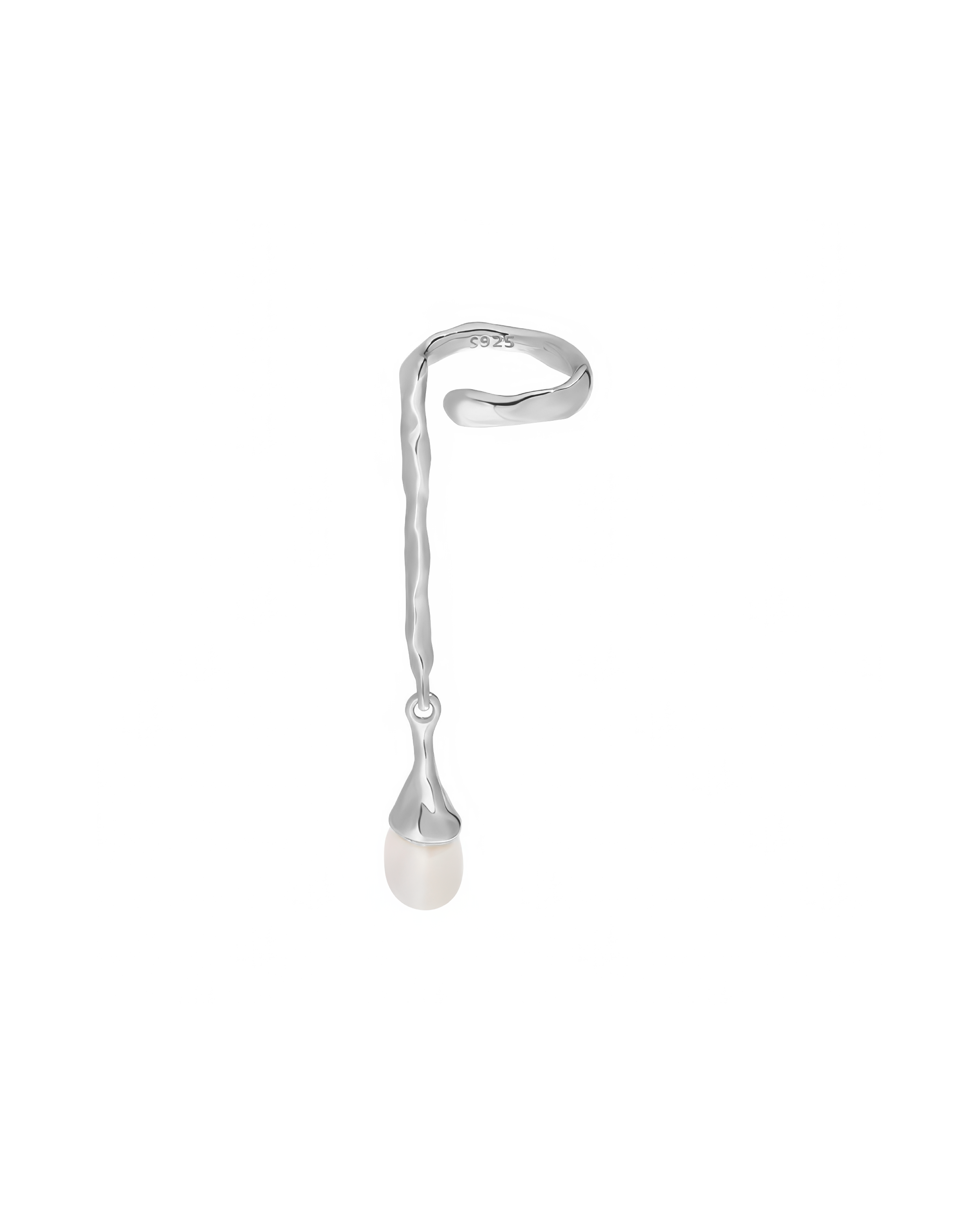 Mira Drop Pearl Cuff Earrings - Silver