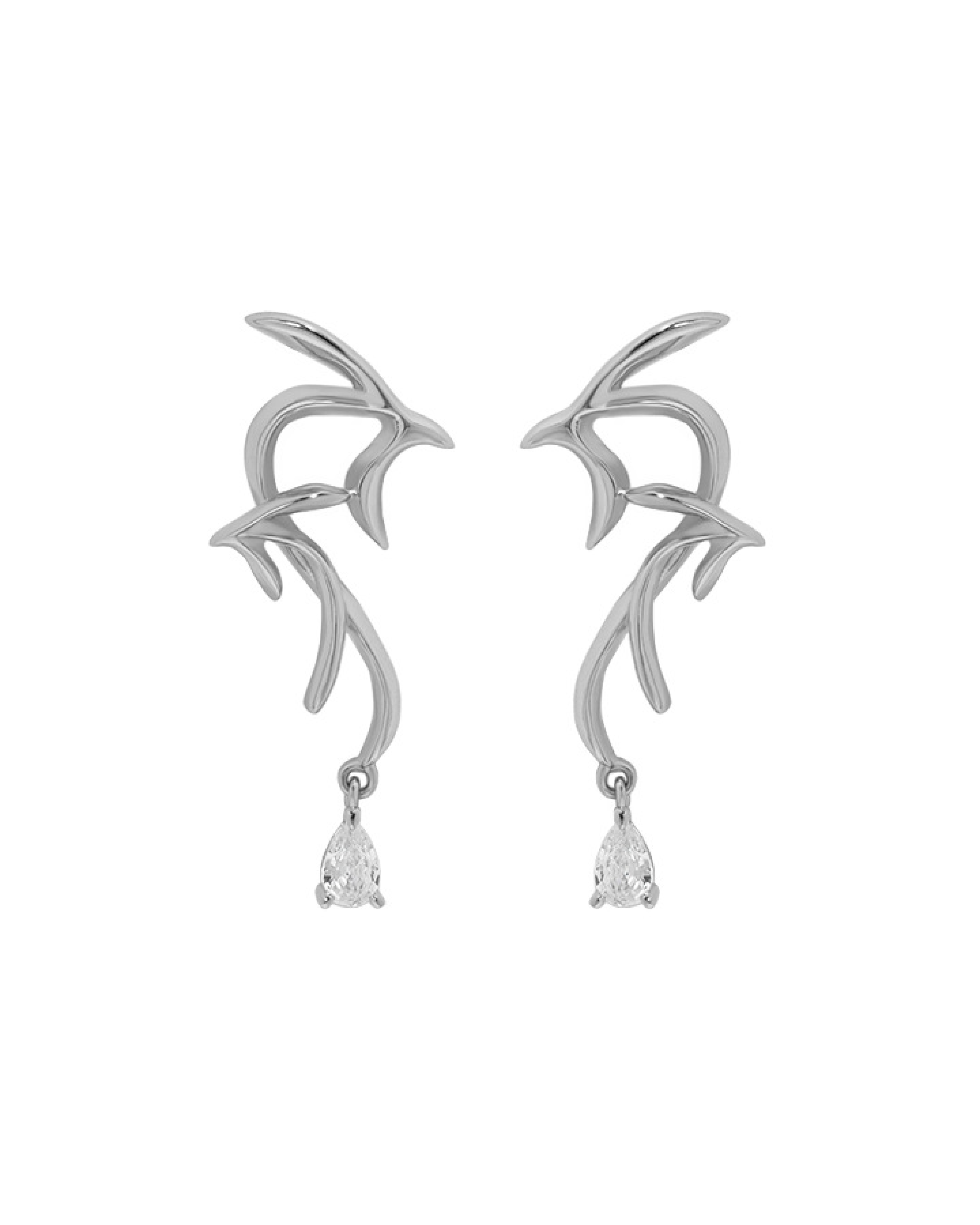 Phoenix Zirconia Earrings - Silver