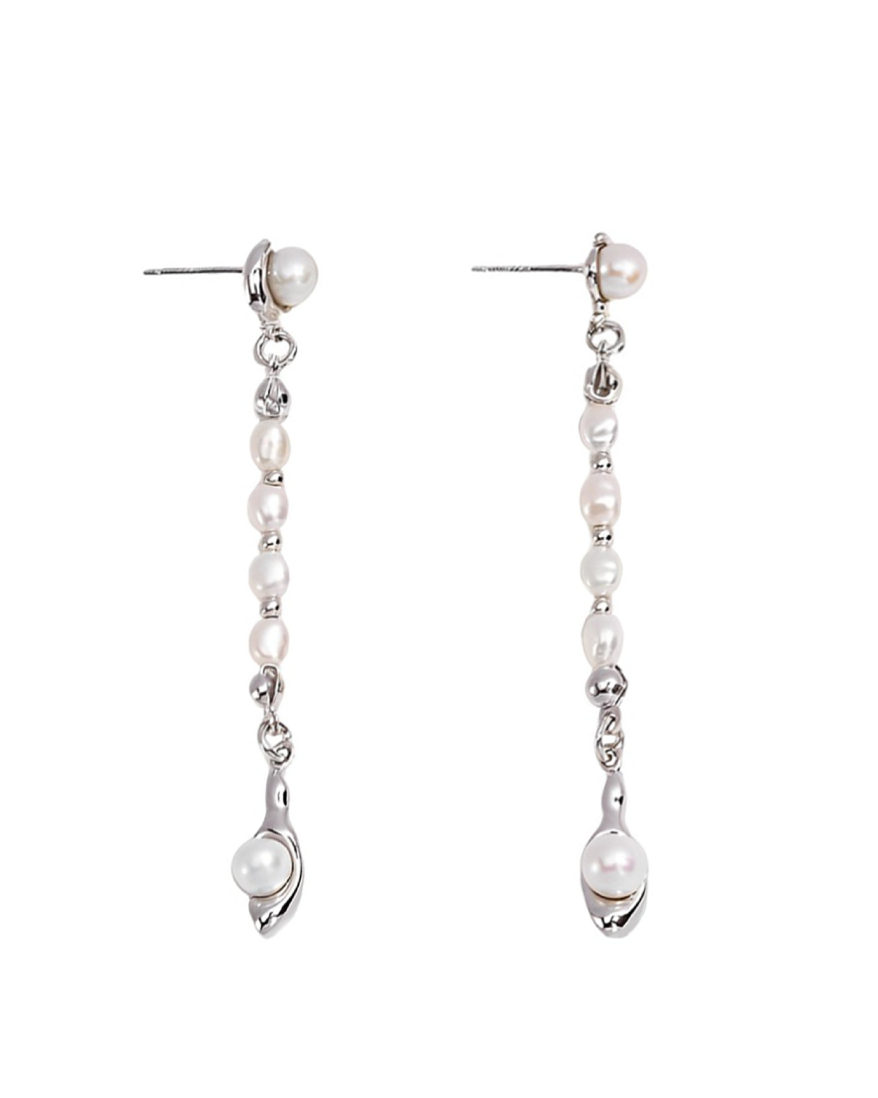 Liana Pearls Drop Earrings - Silver