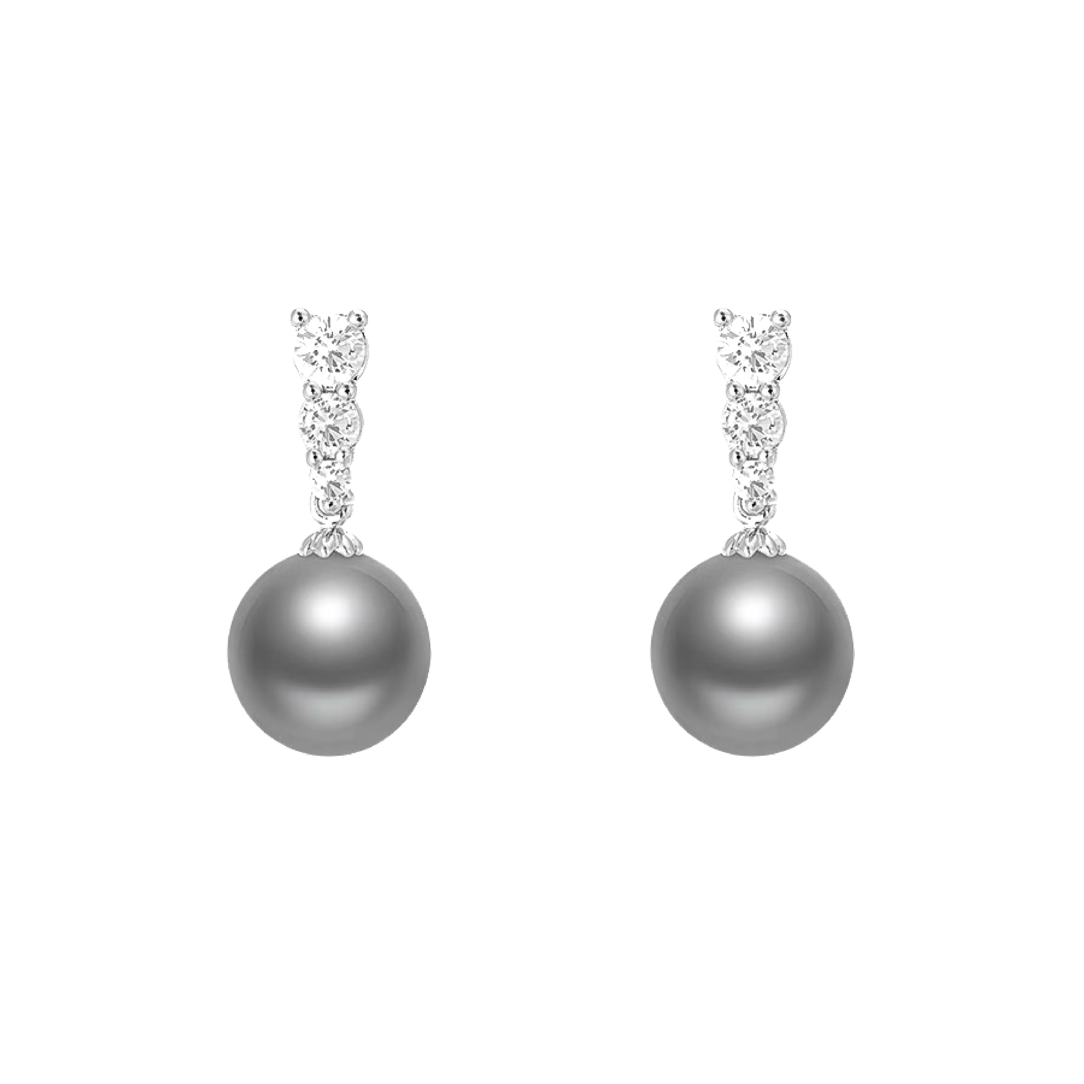 Sancia Swarovski Pearls Earrings - Dark Grey