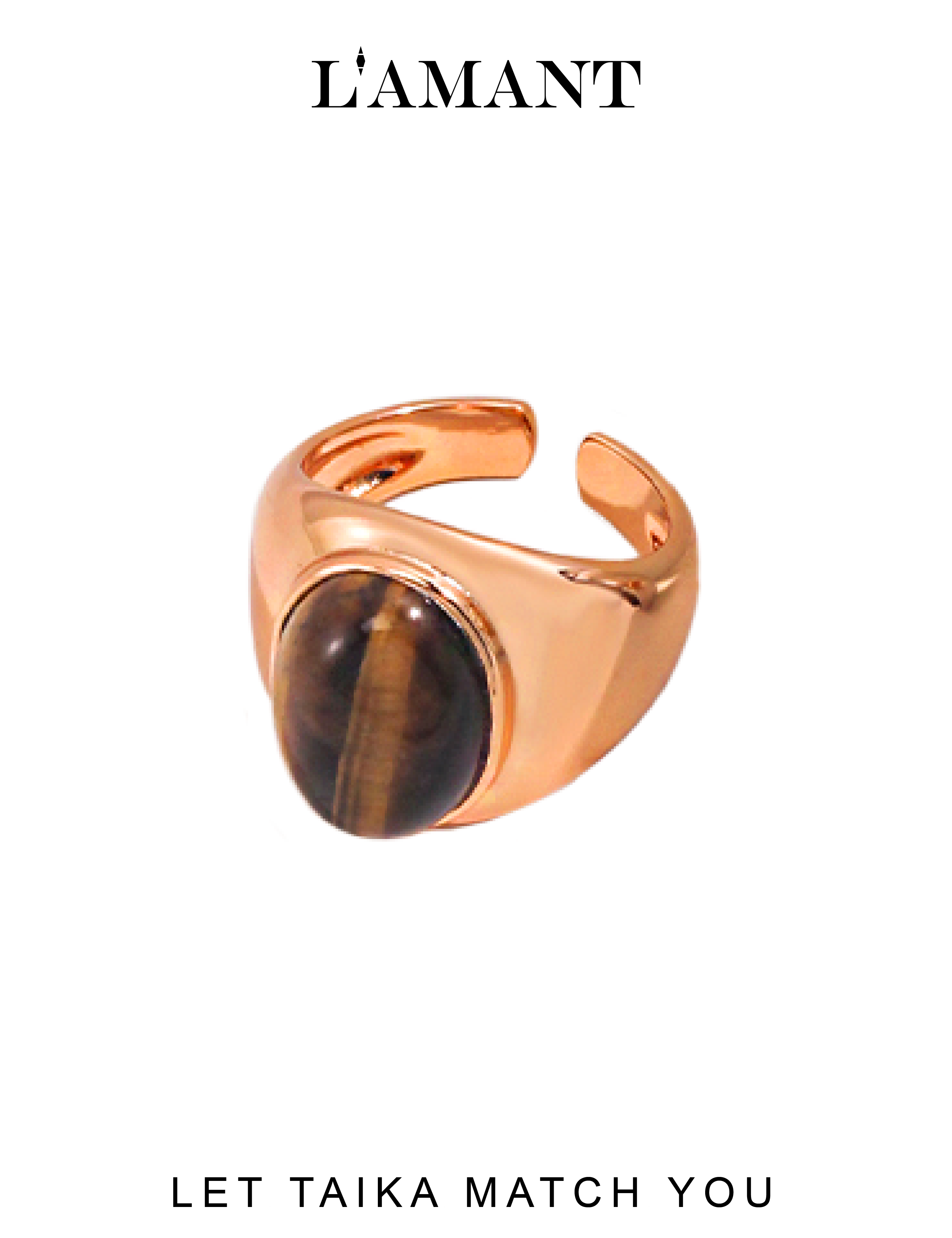 Taika Tiger-eye Signet Ring - Gold