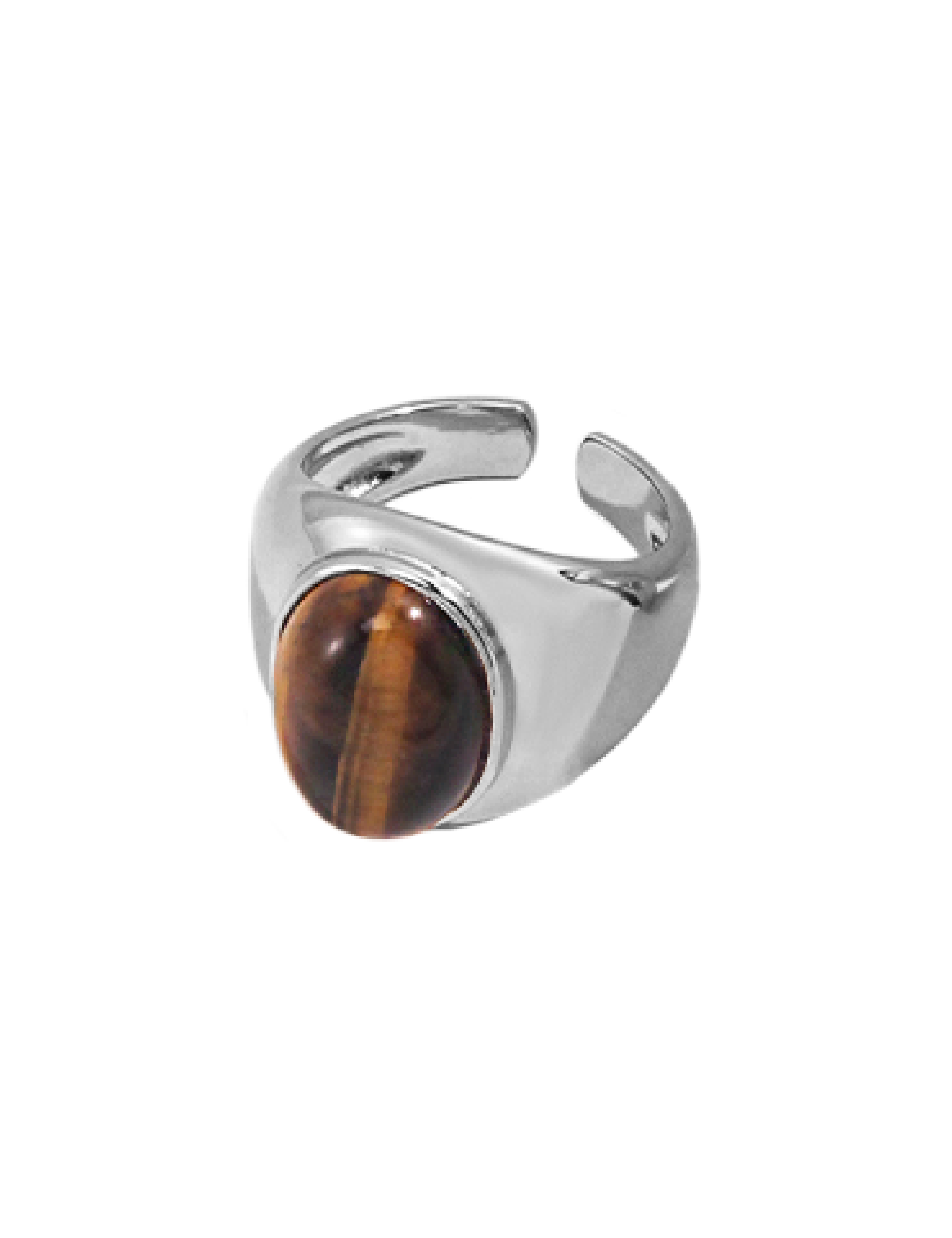 Taika Tiger-eye Signet Ring - Silver