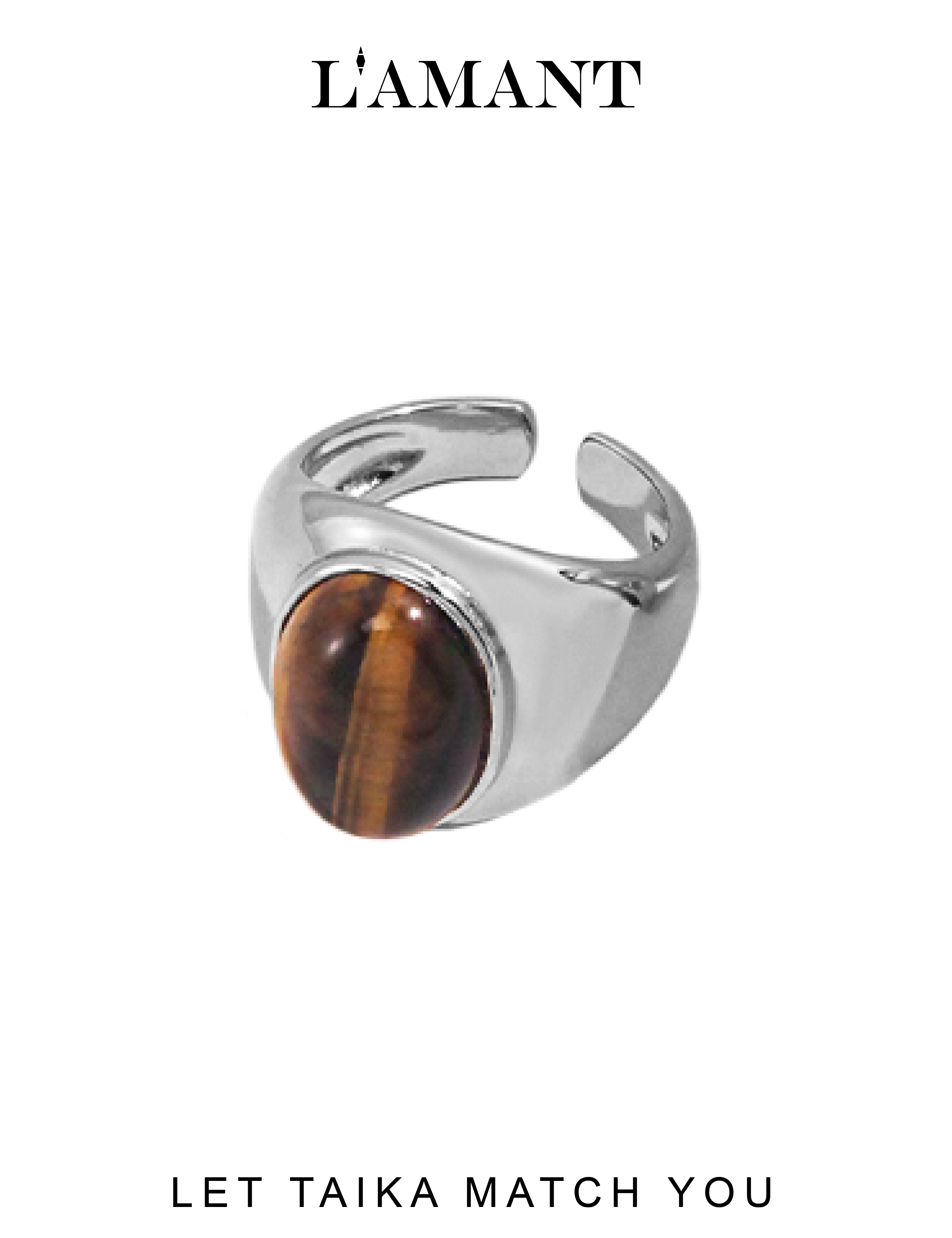 Taika Tiger-eye Signet Ring - Silver