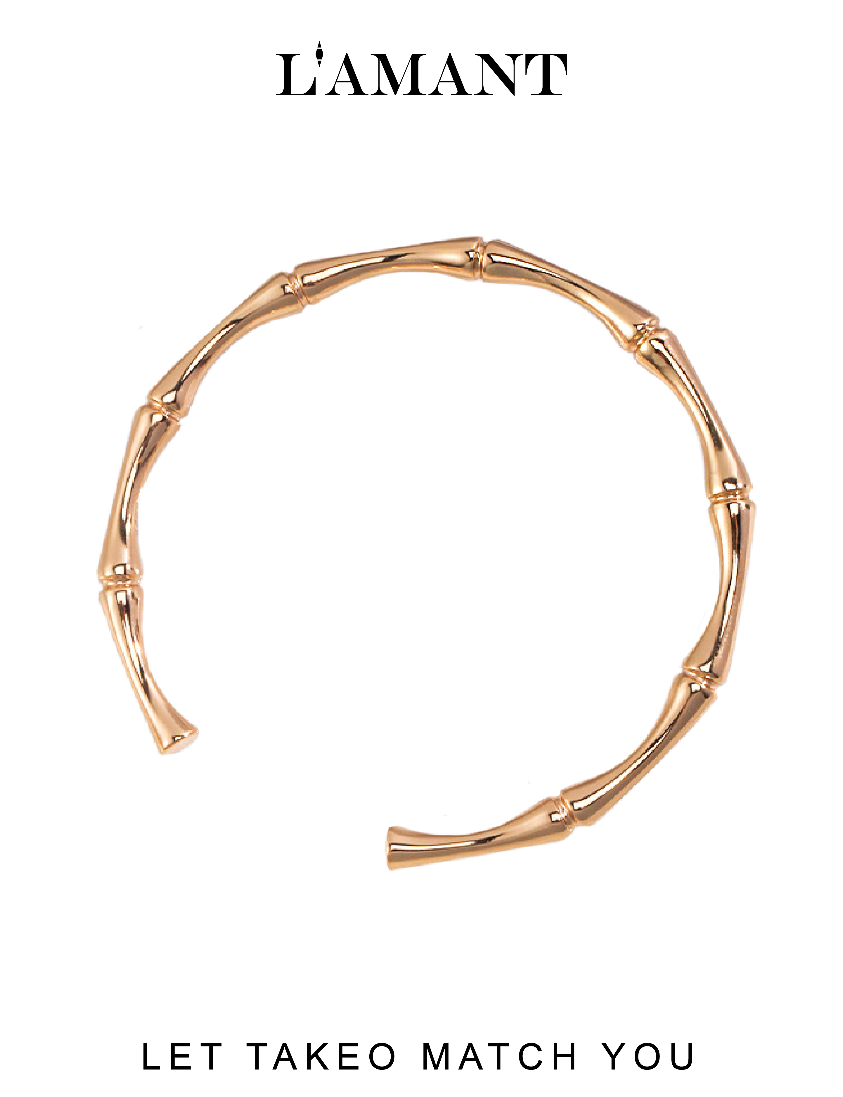 Takeo Bamboo Effect Bangle - Gold