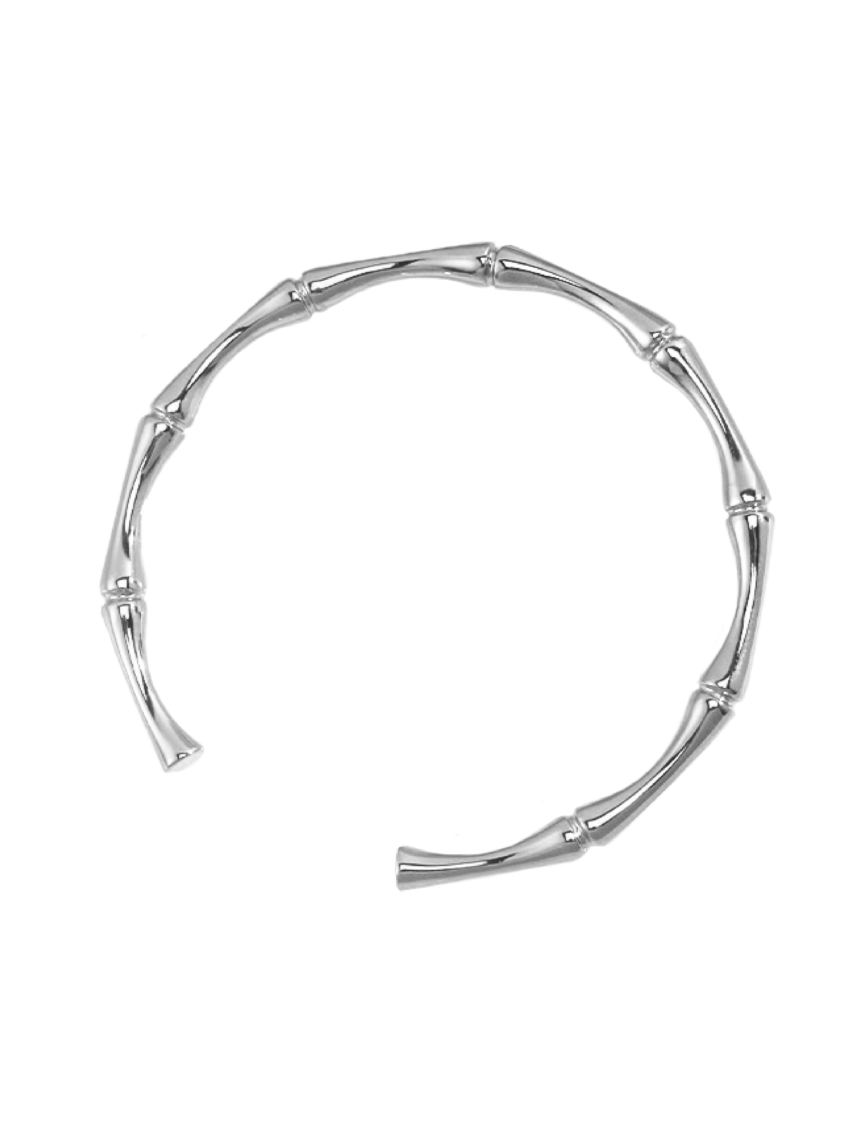 Takeo Bamboo Effect Bangle - Silver