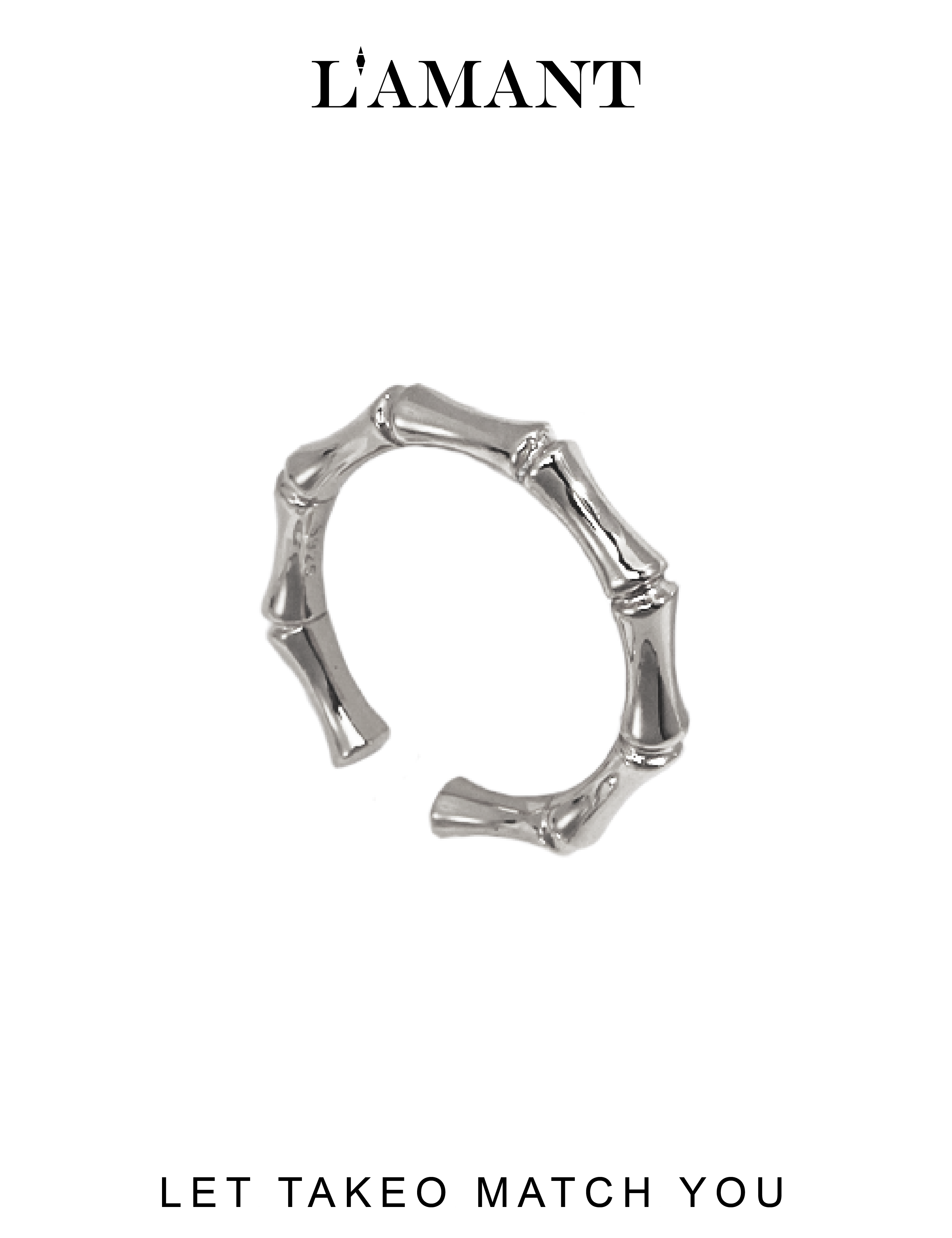 Takeo Bamboo Effect Ring - Silver