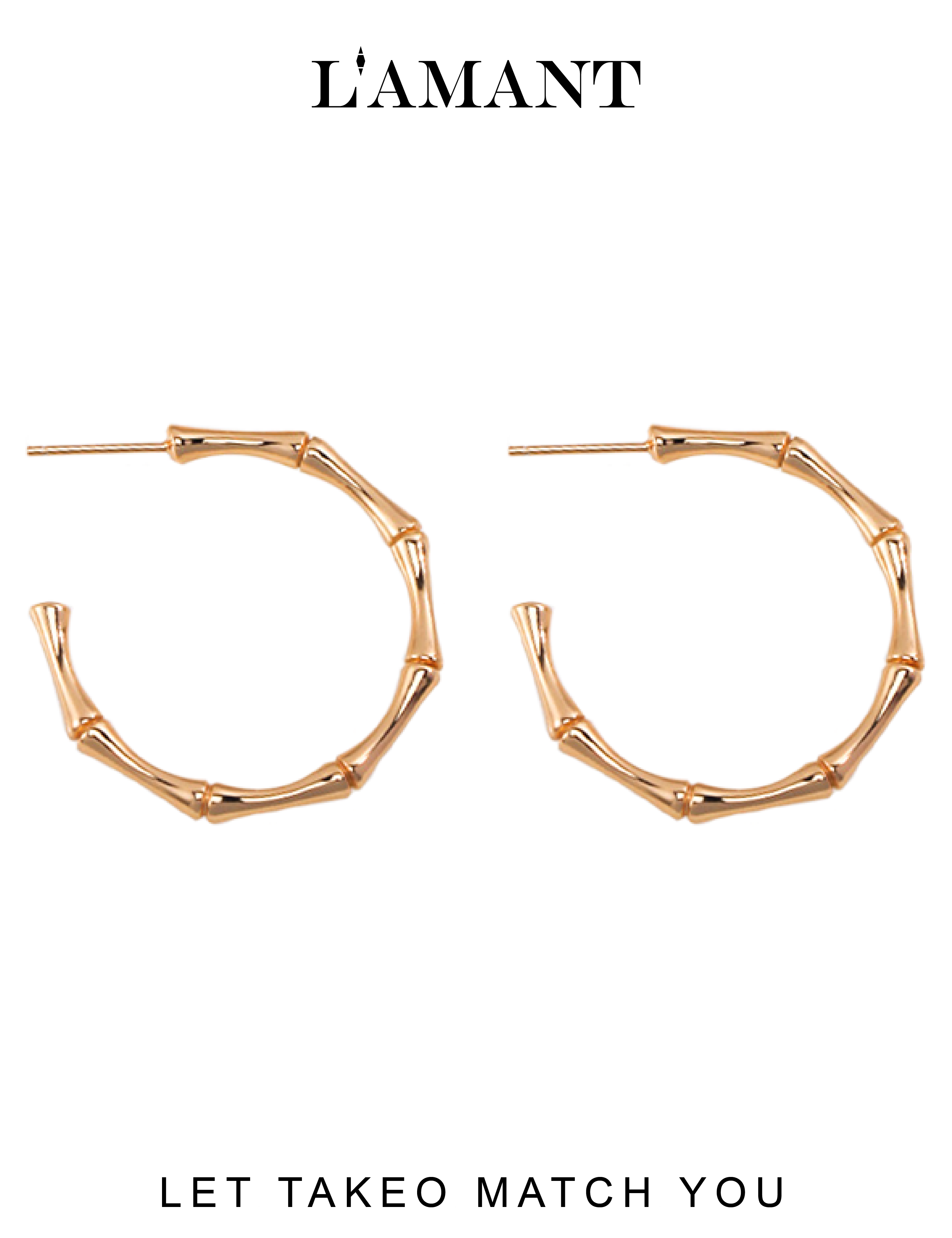 Takeo Bamboo Effect Earrings - Gold