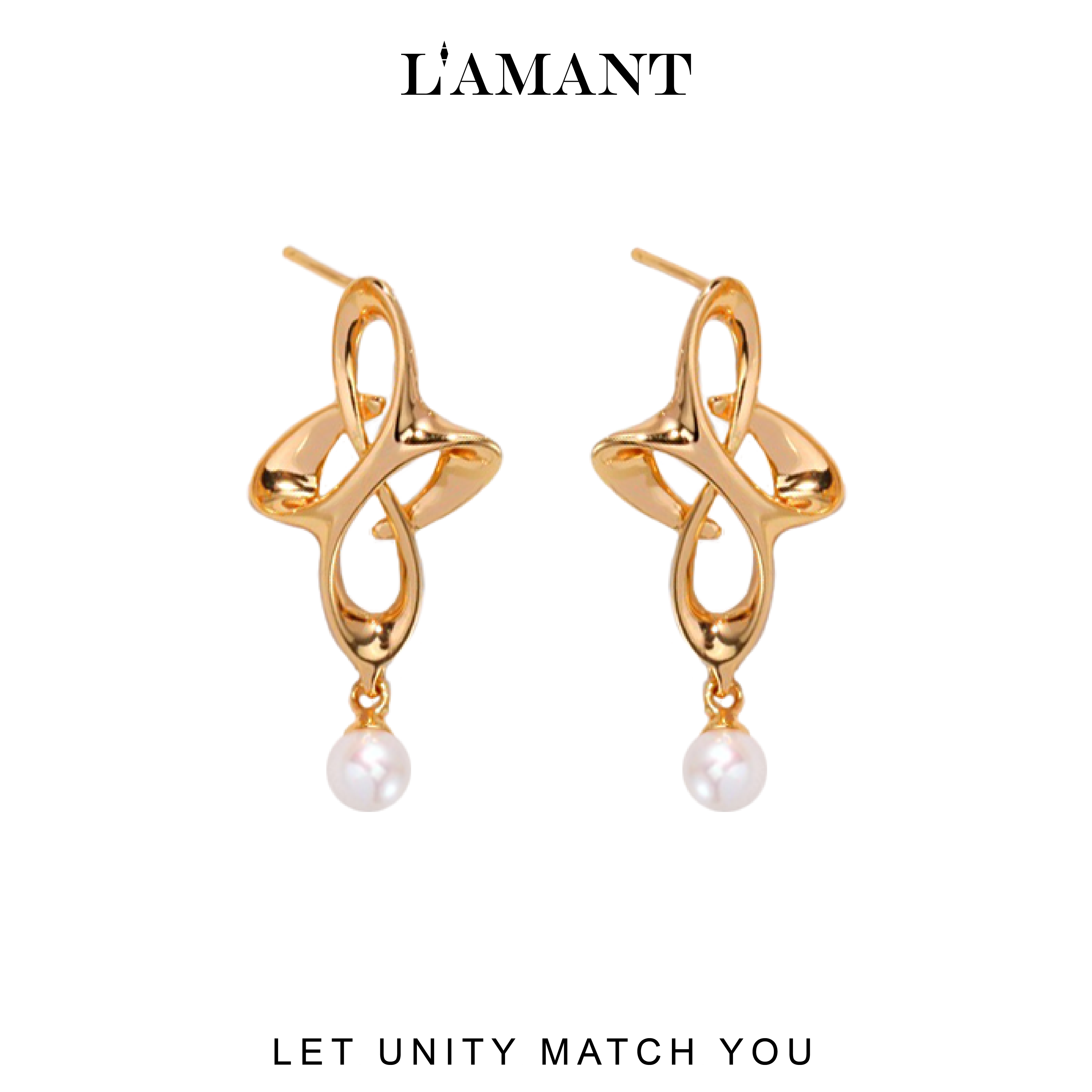 Unity Pearl Drop Earrings - Gold