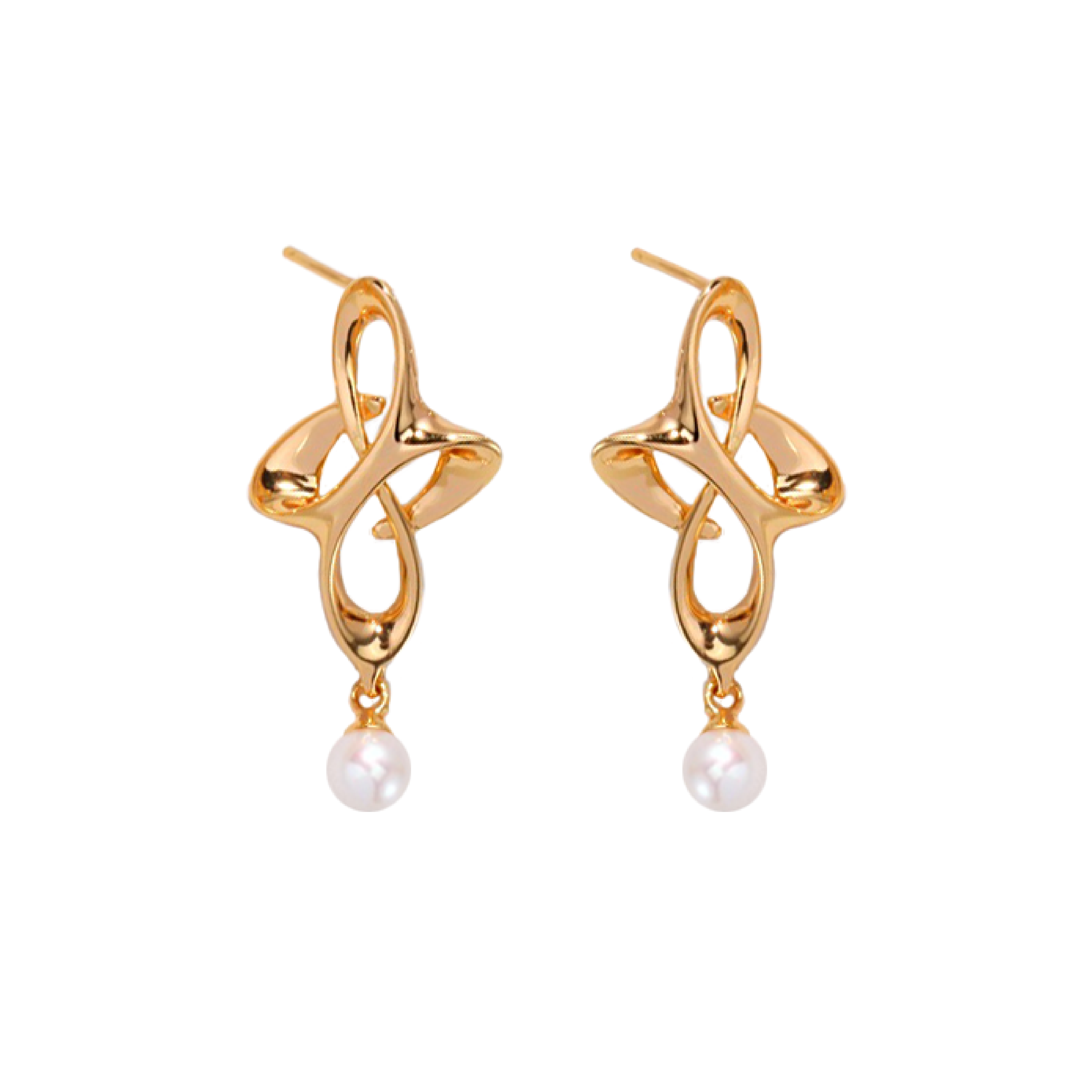 Unity Pearl Drop Earrings - Gold