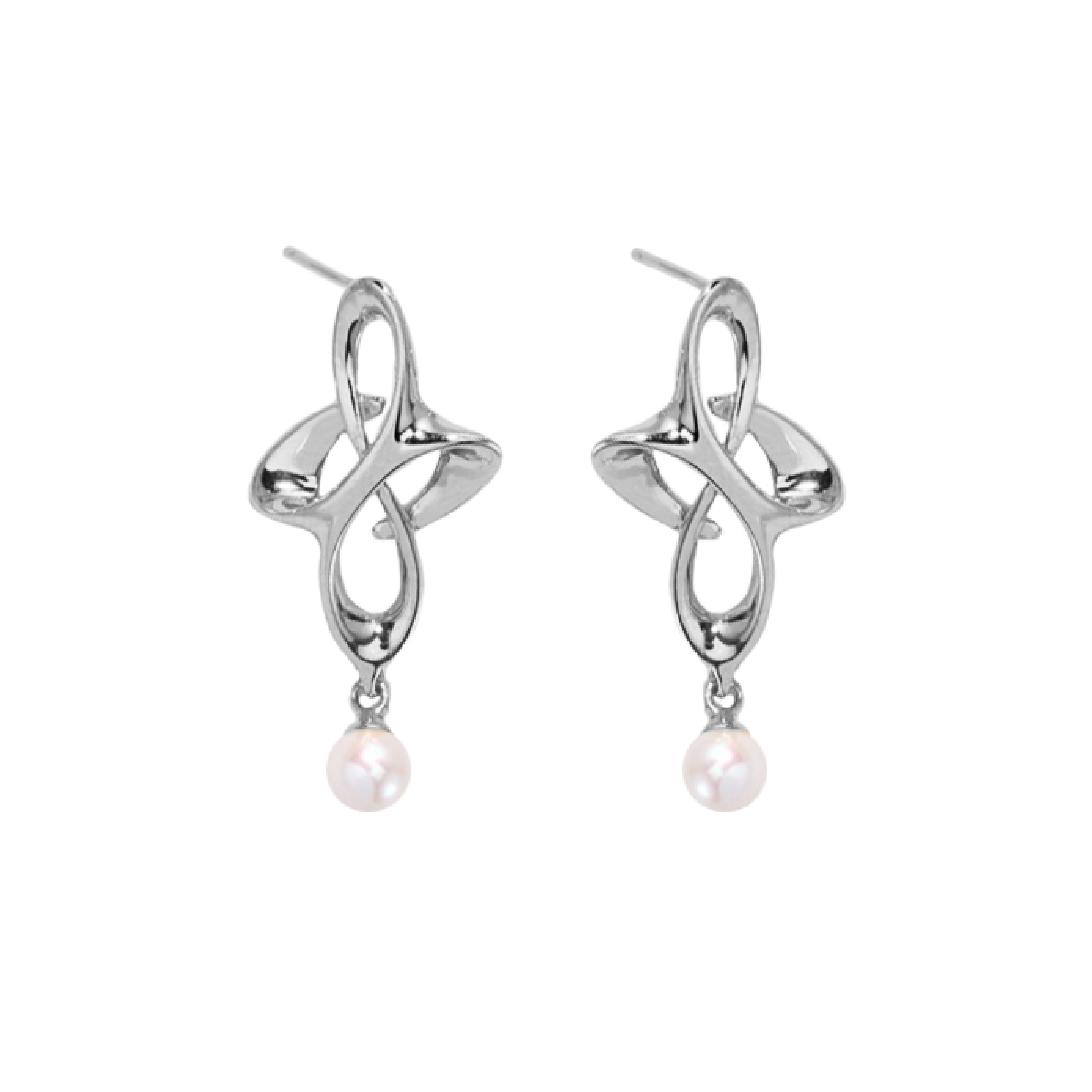 Unity Pearl Drop Earrings - Silver