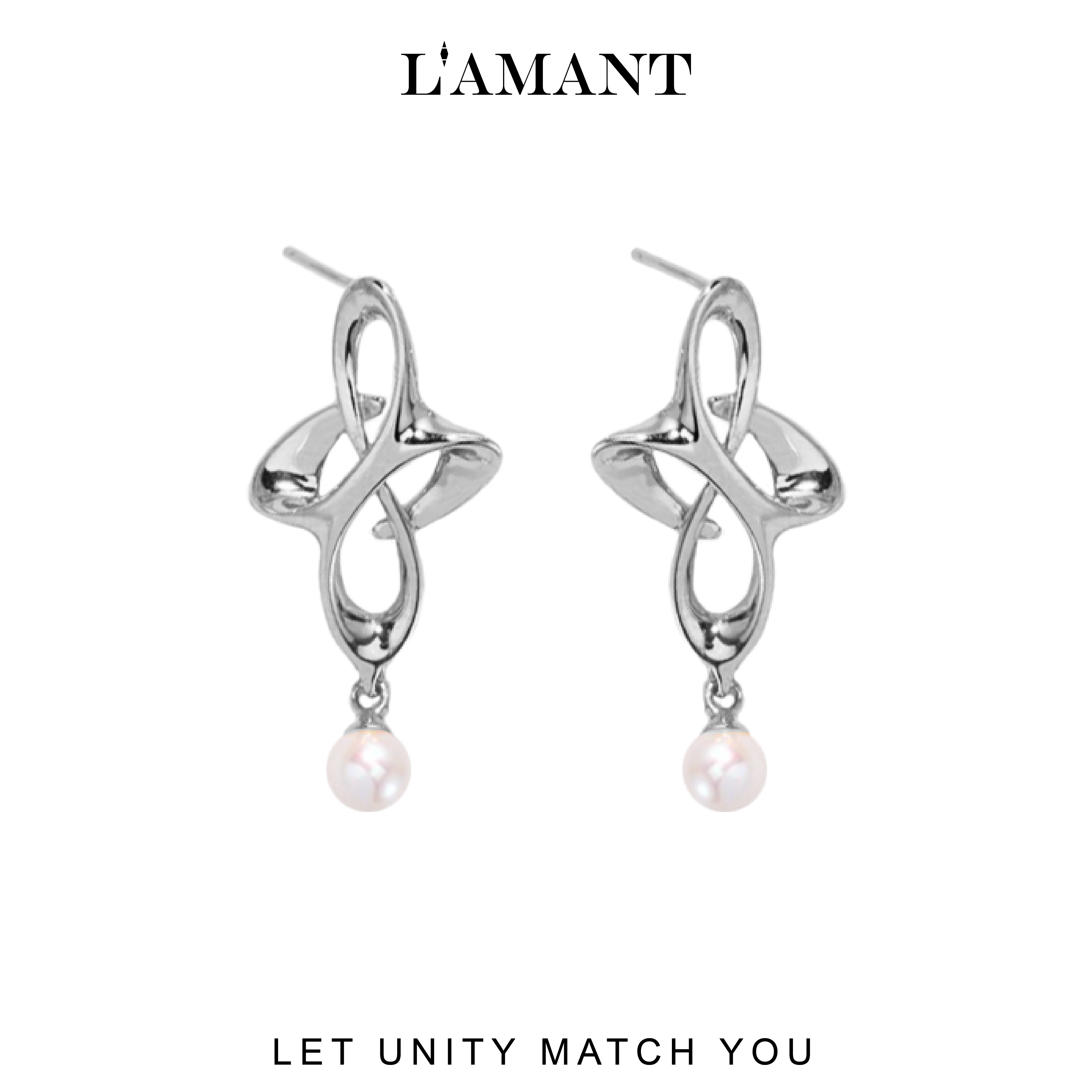 Unity Pearl Drop Earrings - Silver