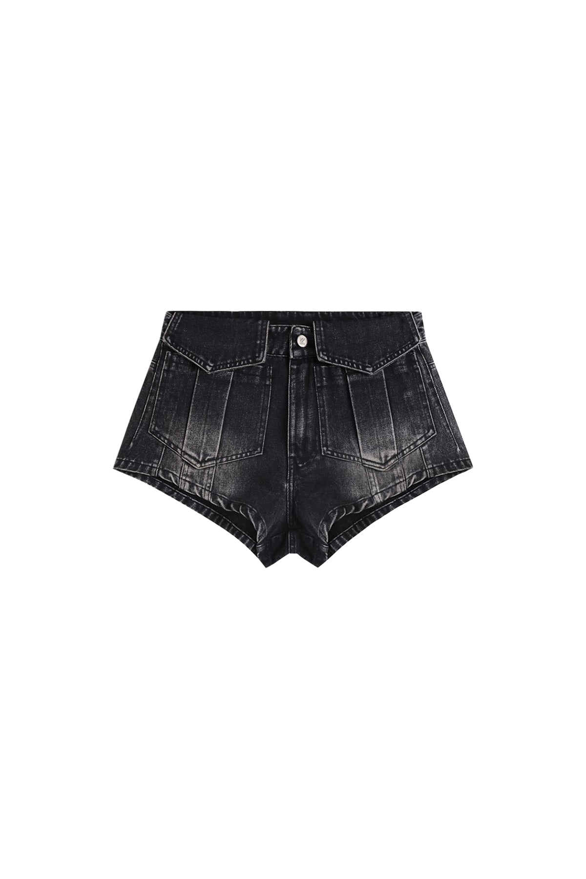 YJ Washed Ultra Mini Denim Shorts In Black