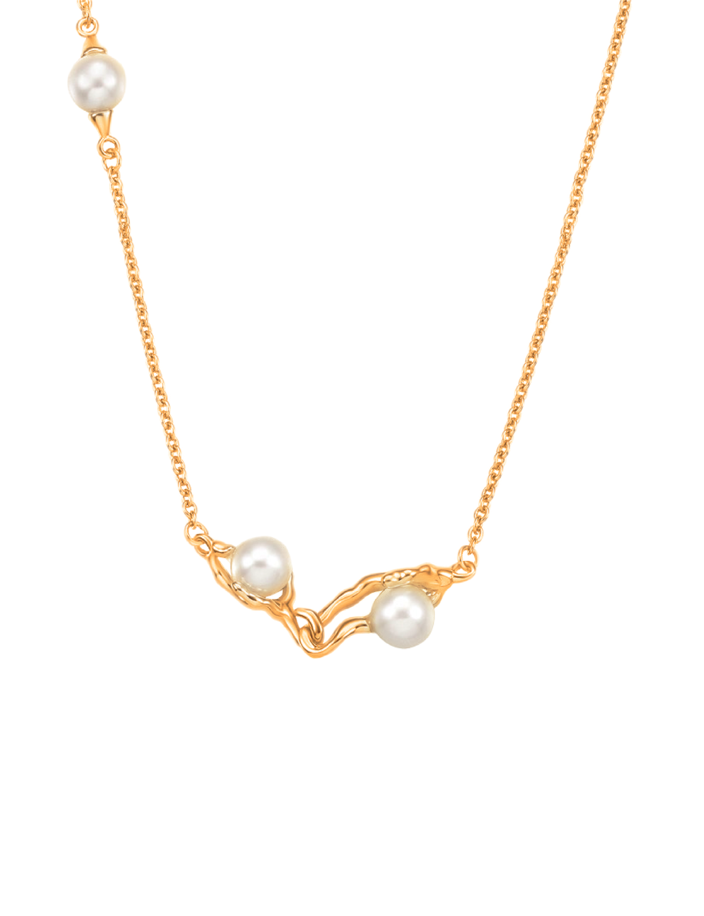 Mae Branch Pearl Necklace - Silver