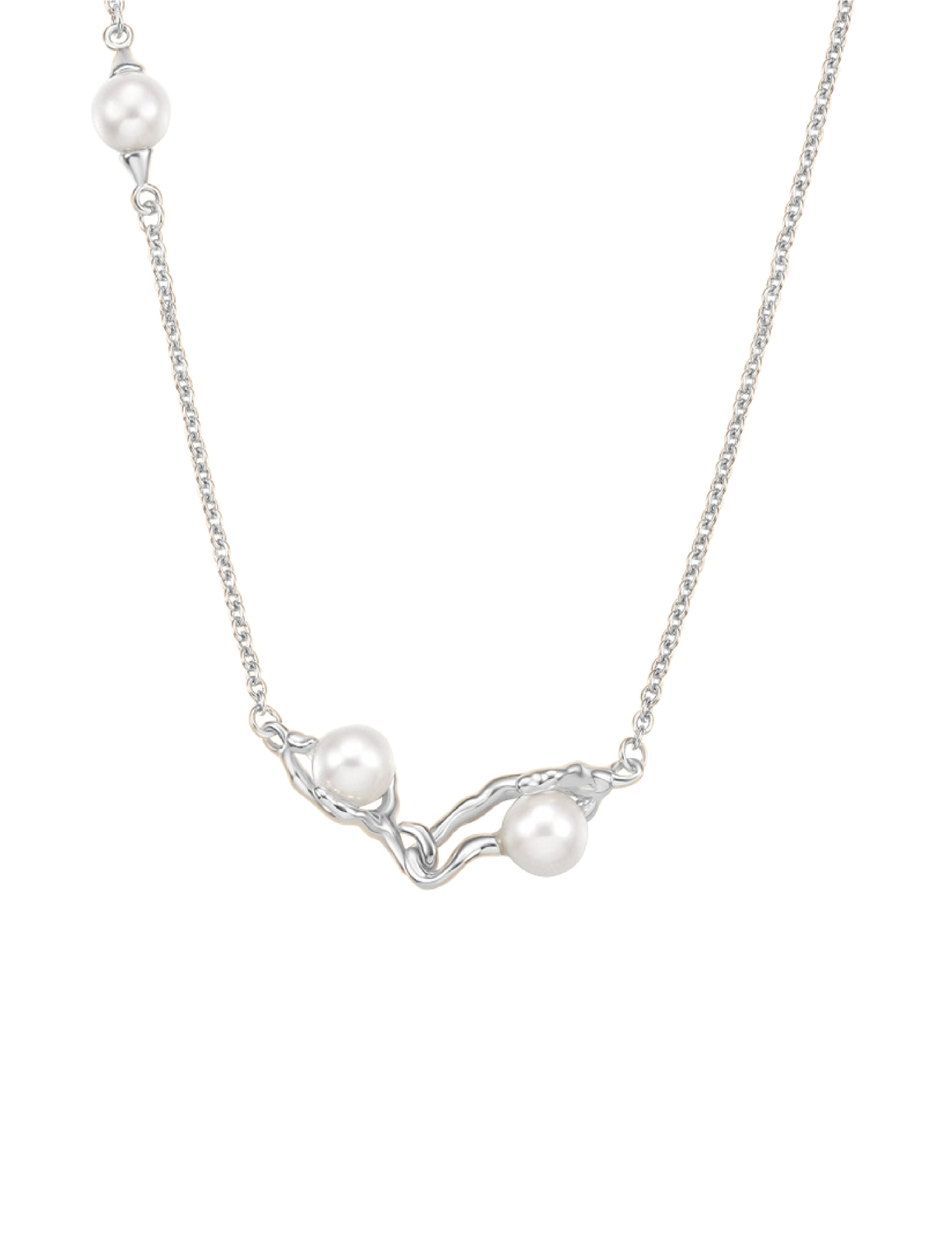 Mae Branch Pearl Necklace - Silver