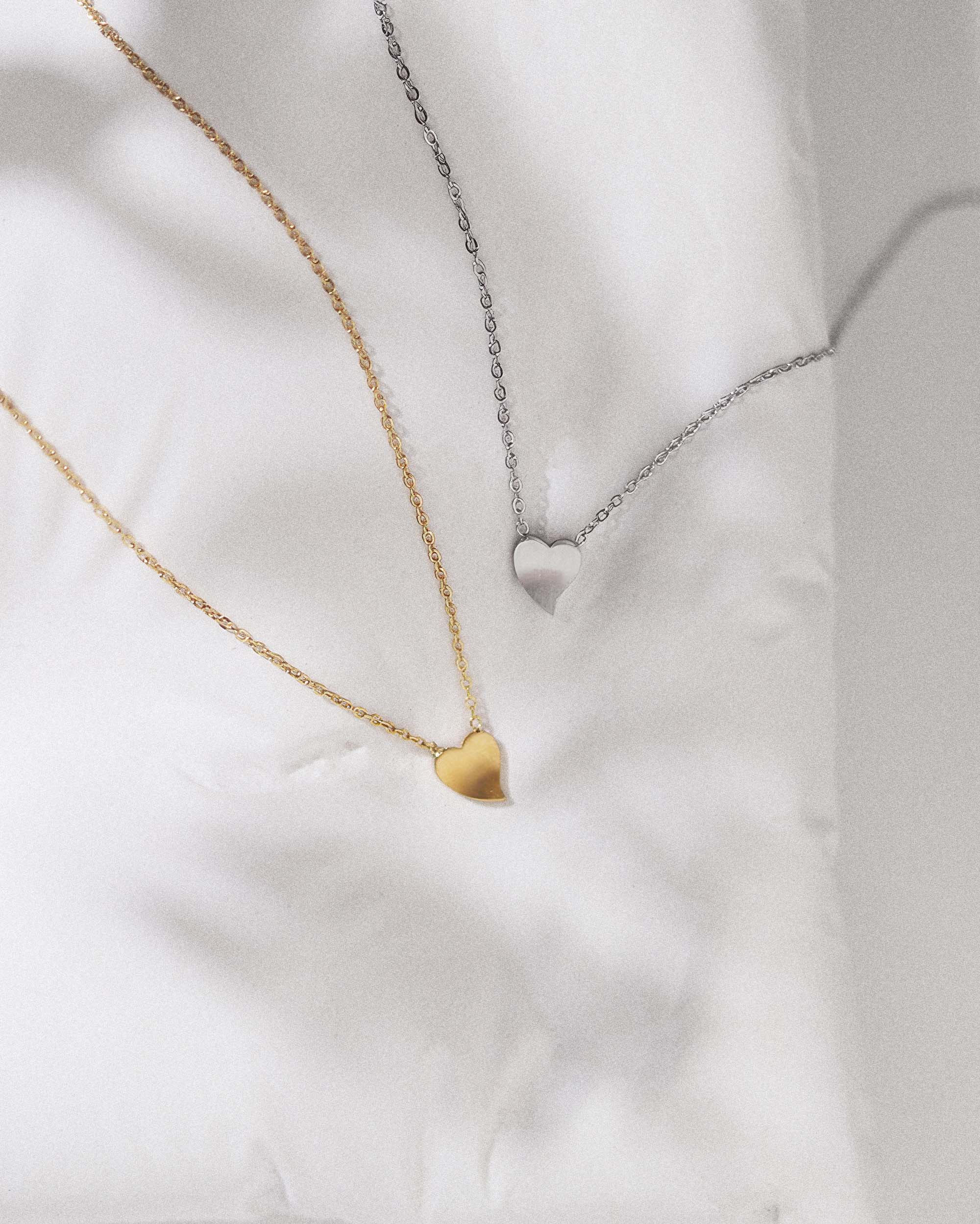 Mini Brushed Heart Necklace - Silver