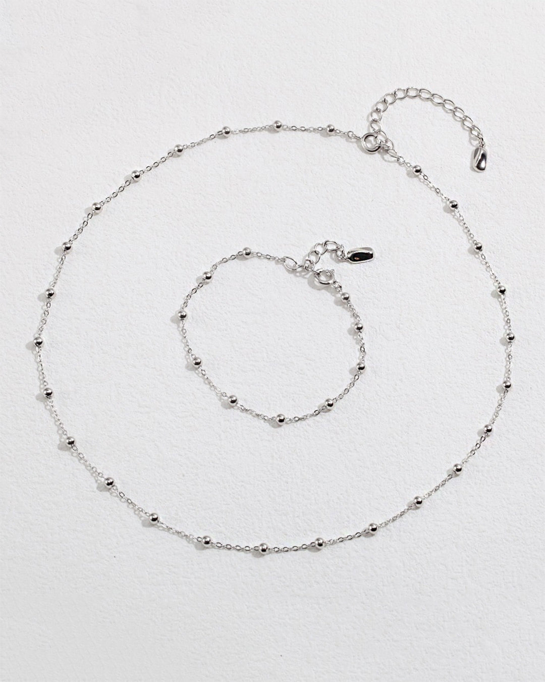 Spacer Beaded Necklace - Silver