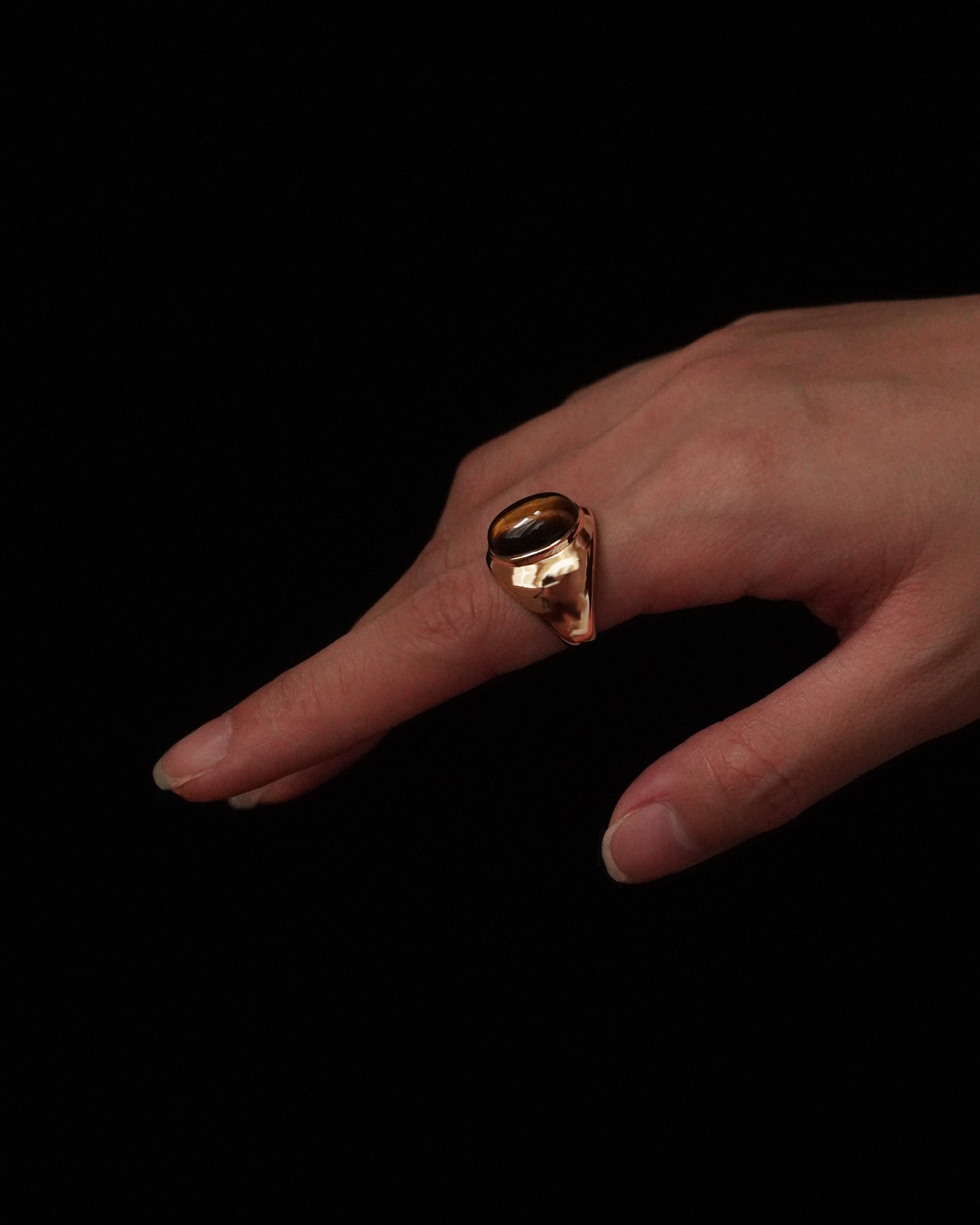 Taika Tiger-eye Signet Ring - Gold