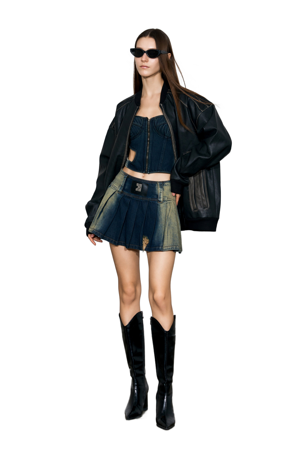 YJ Black Faded Leather Jacket