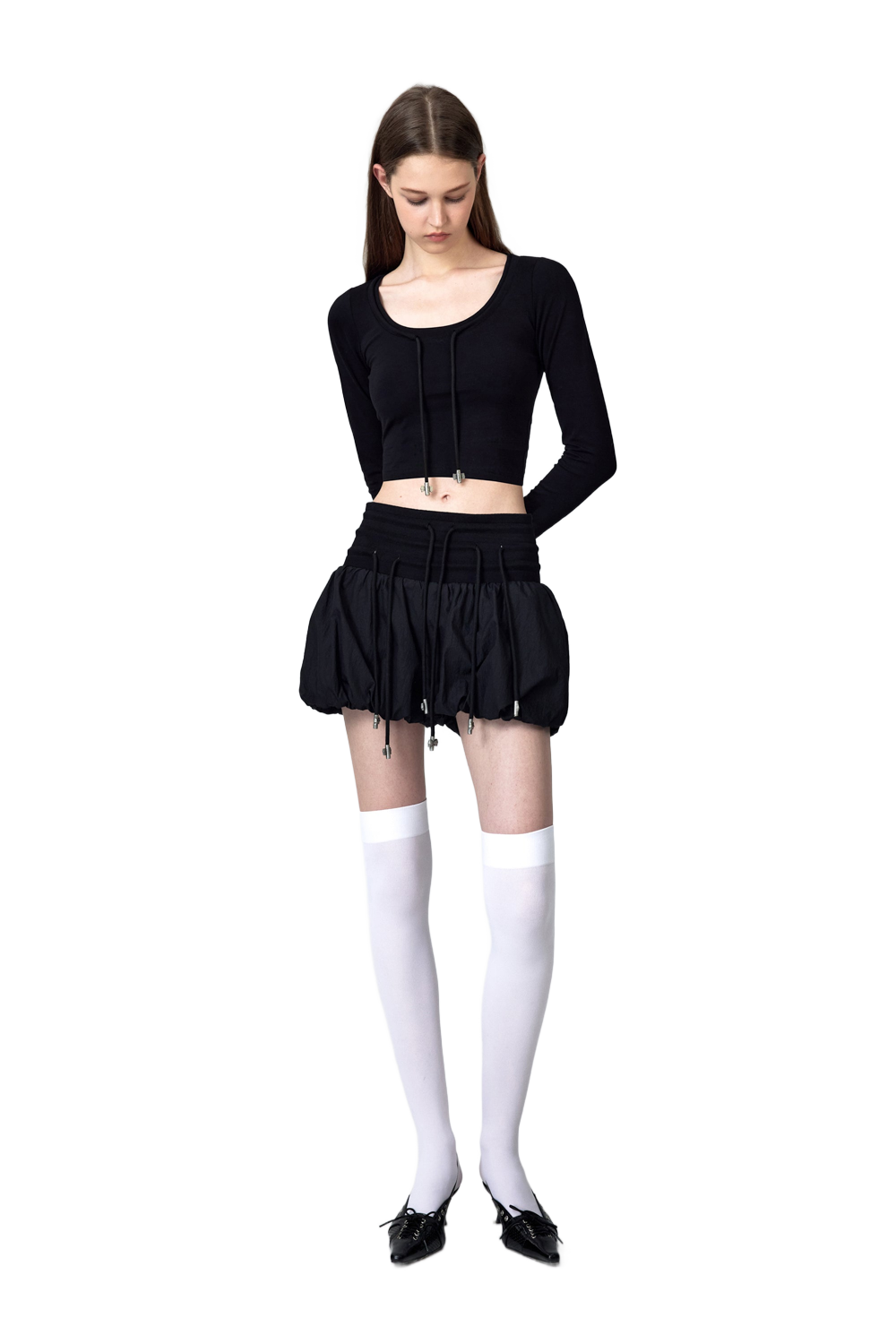 YJ High-Waisted Bow Pantskirt In Black
