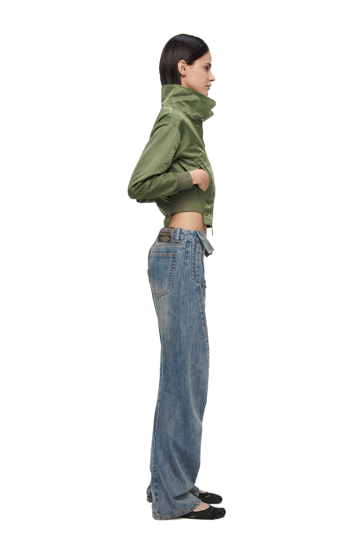 YJ Collared Double Zip Jacket In Green