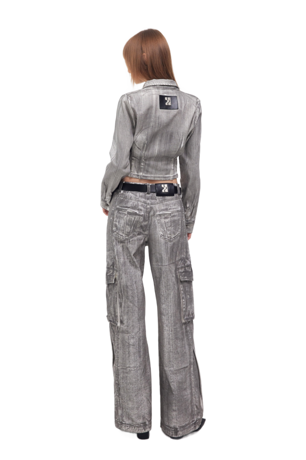 YJ Denim Corset Jacket In Scrawl