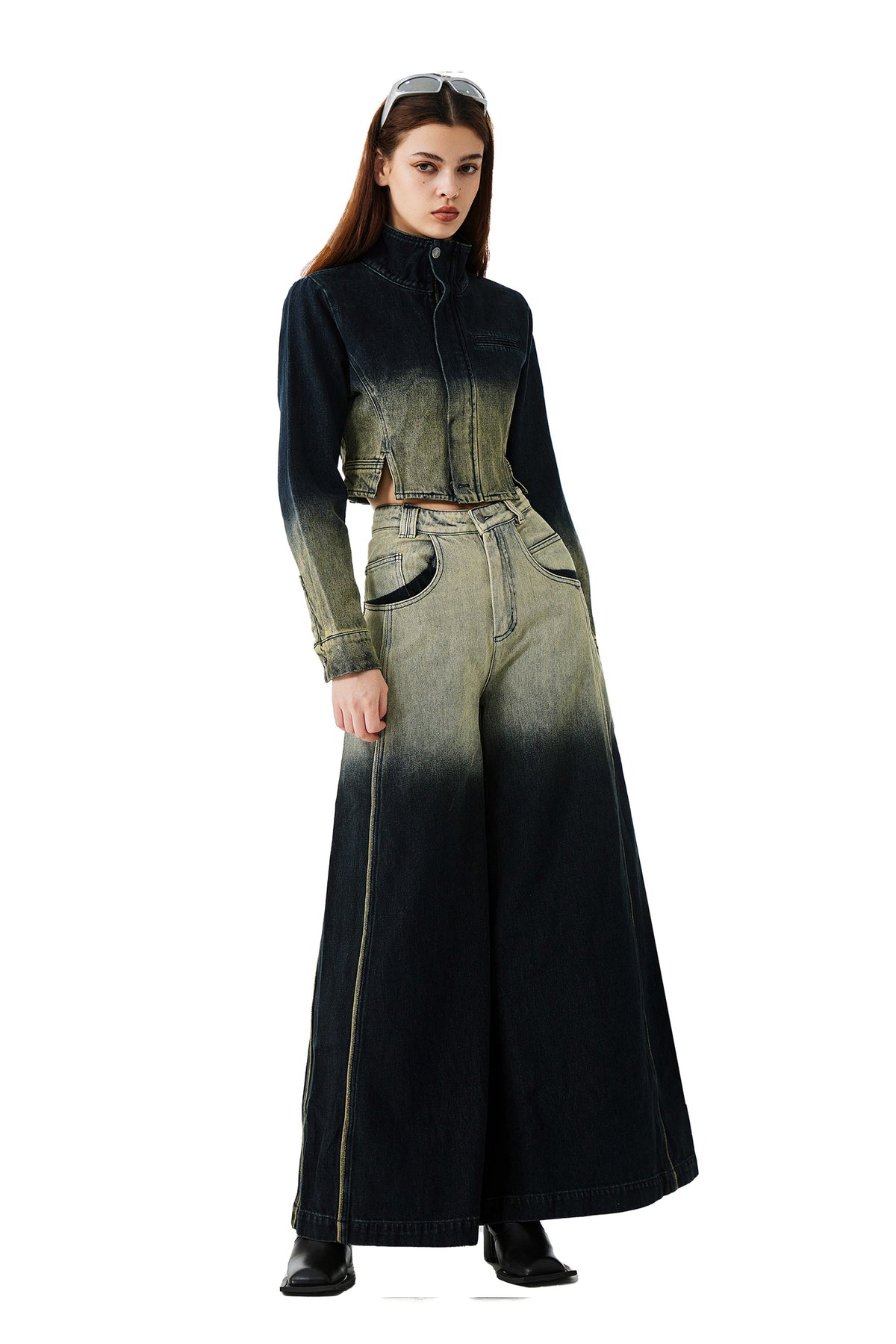 YJ Gradient Wide-Leg Jeans