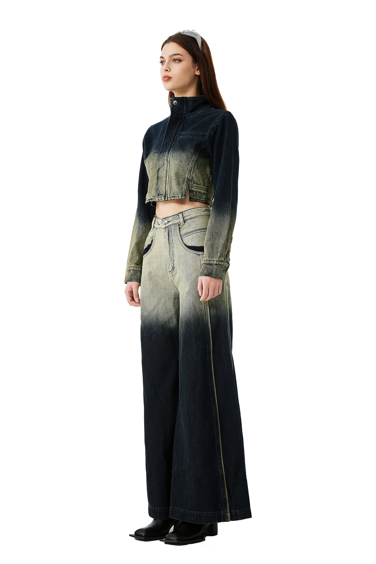 YJ Gradient Wide-Leg Jeans