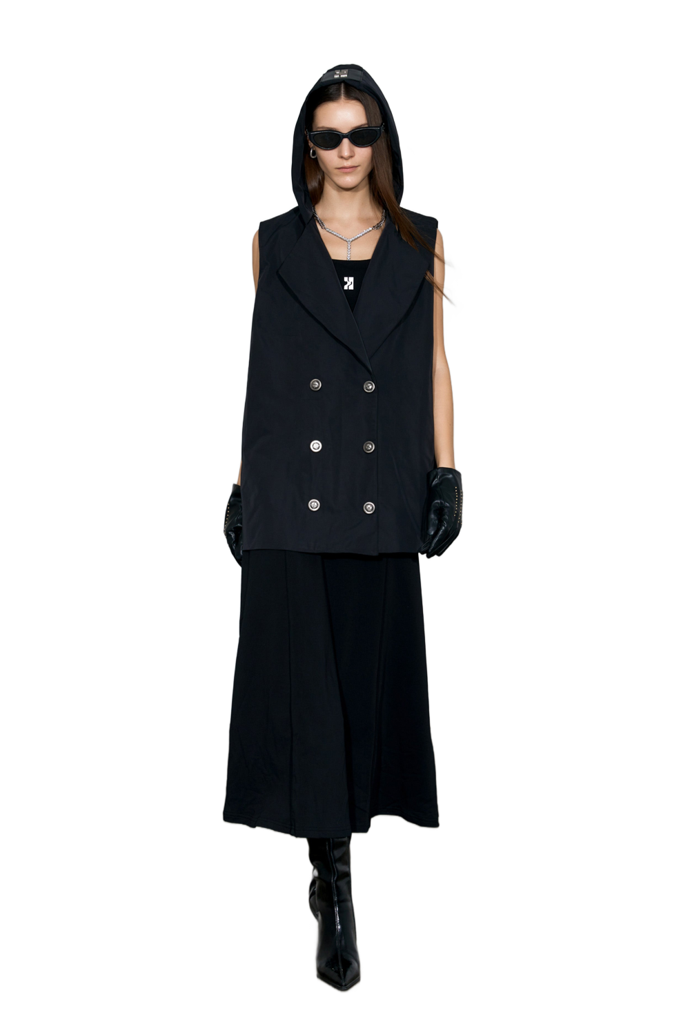 YJ Hooded Double-Breasted Waistcoat