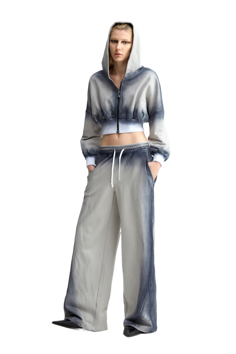 YJ Blue Overdyed Sport Relaxed Track Pants