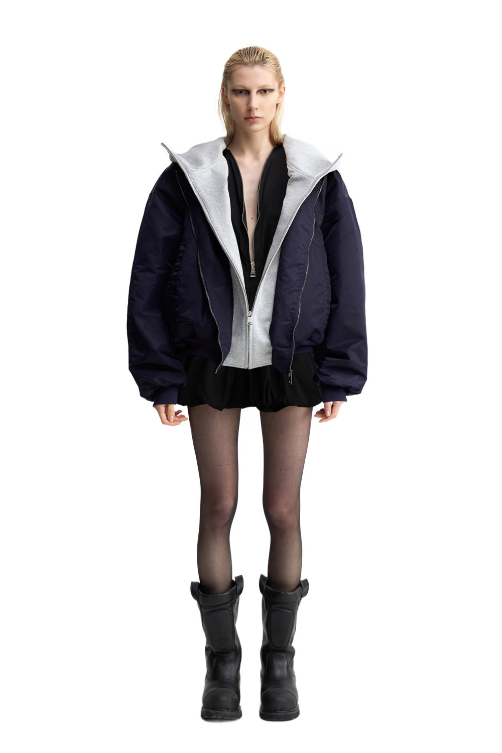YJ Oversized Bomber Jacket In Blue