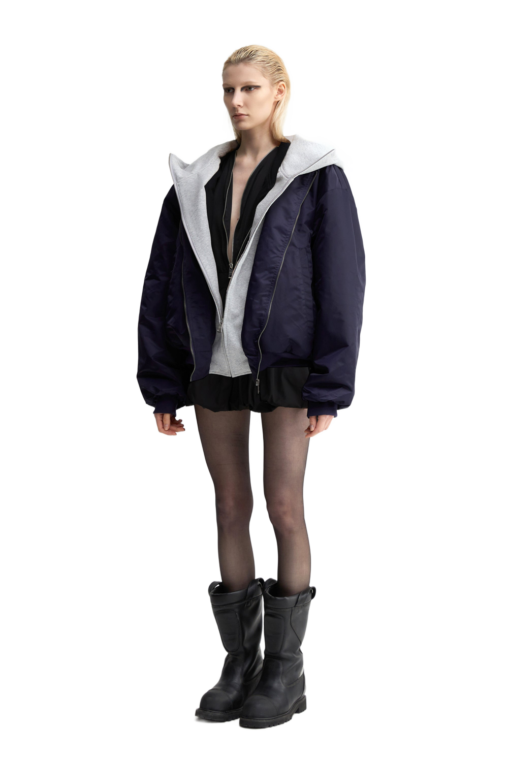 YJ Oversized Bomber Jacket In Blue