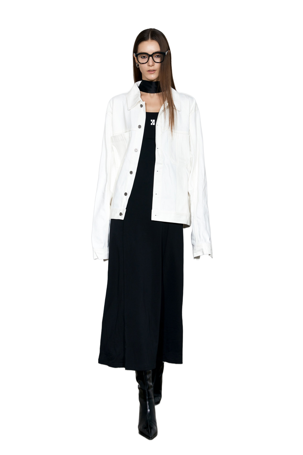 YJ Oversized Denim Jacket In White