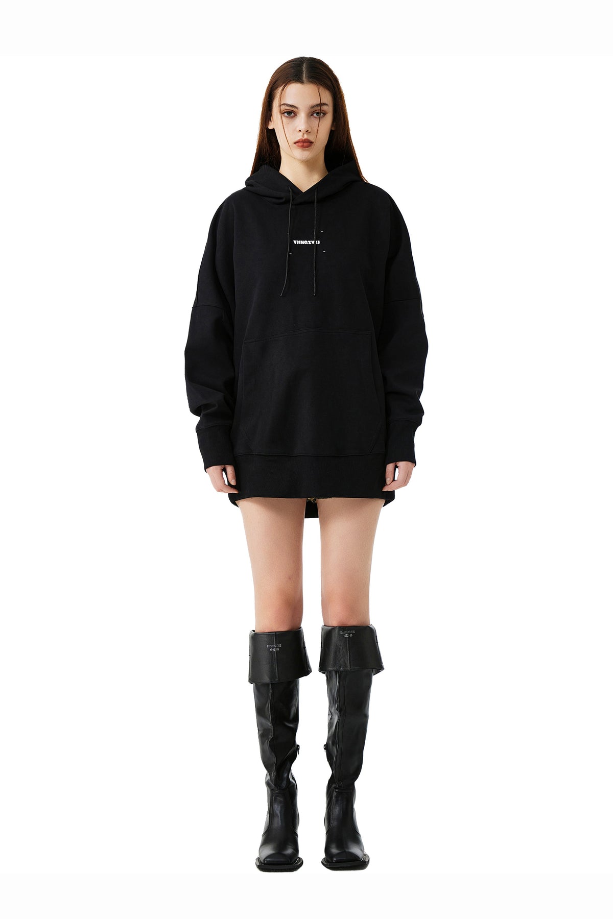 YJ Printed Hoodie In Black