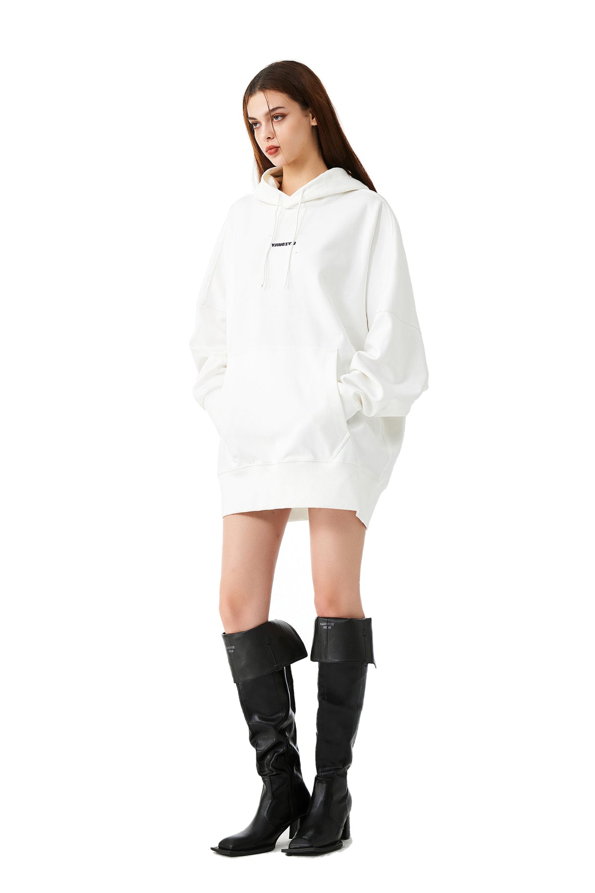 YJ Printed Hoodie In White