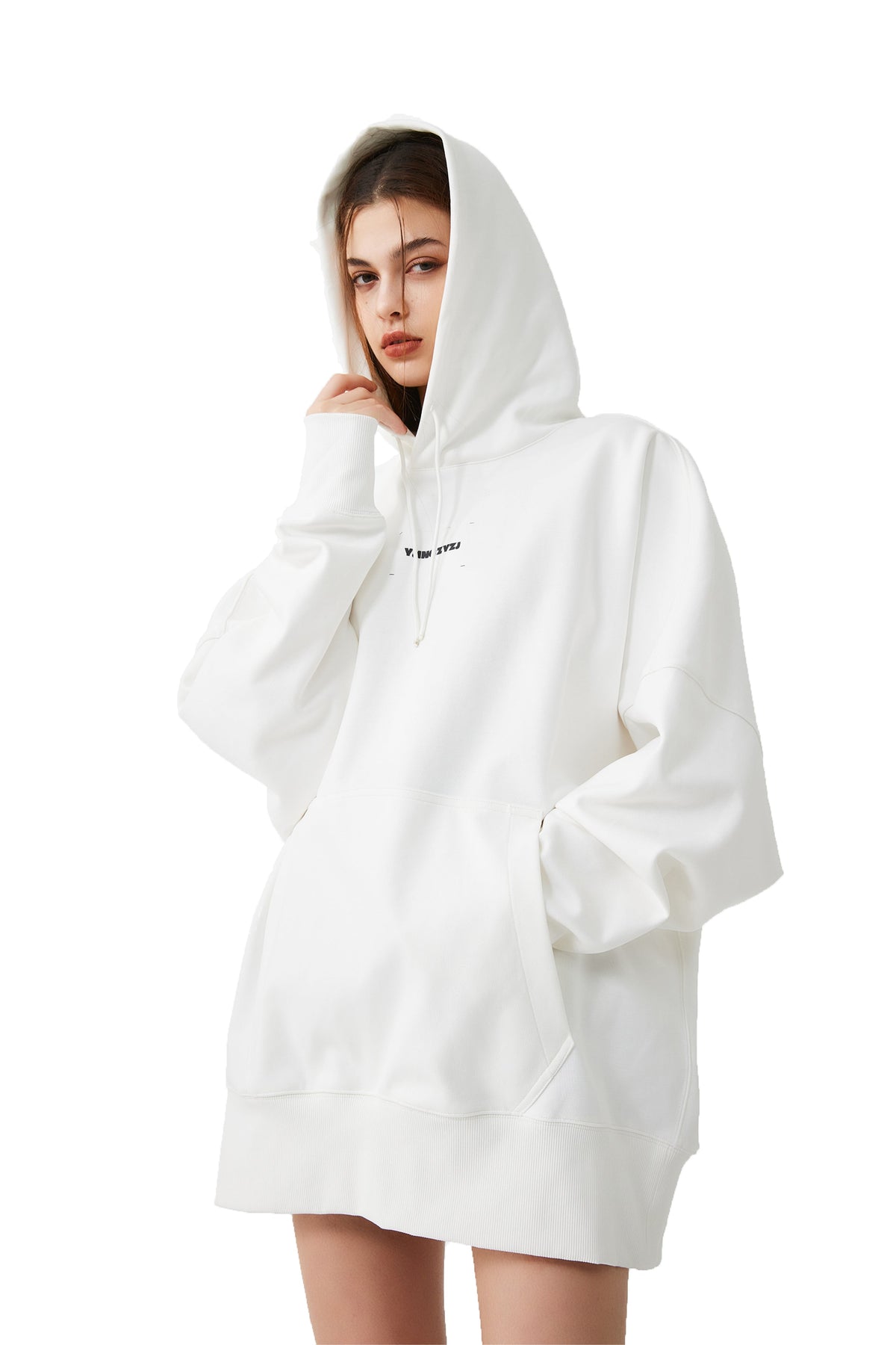 YJ Printed Hoodie In White